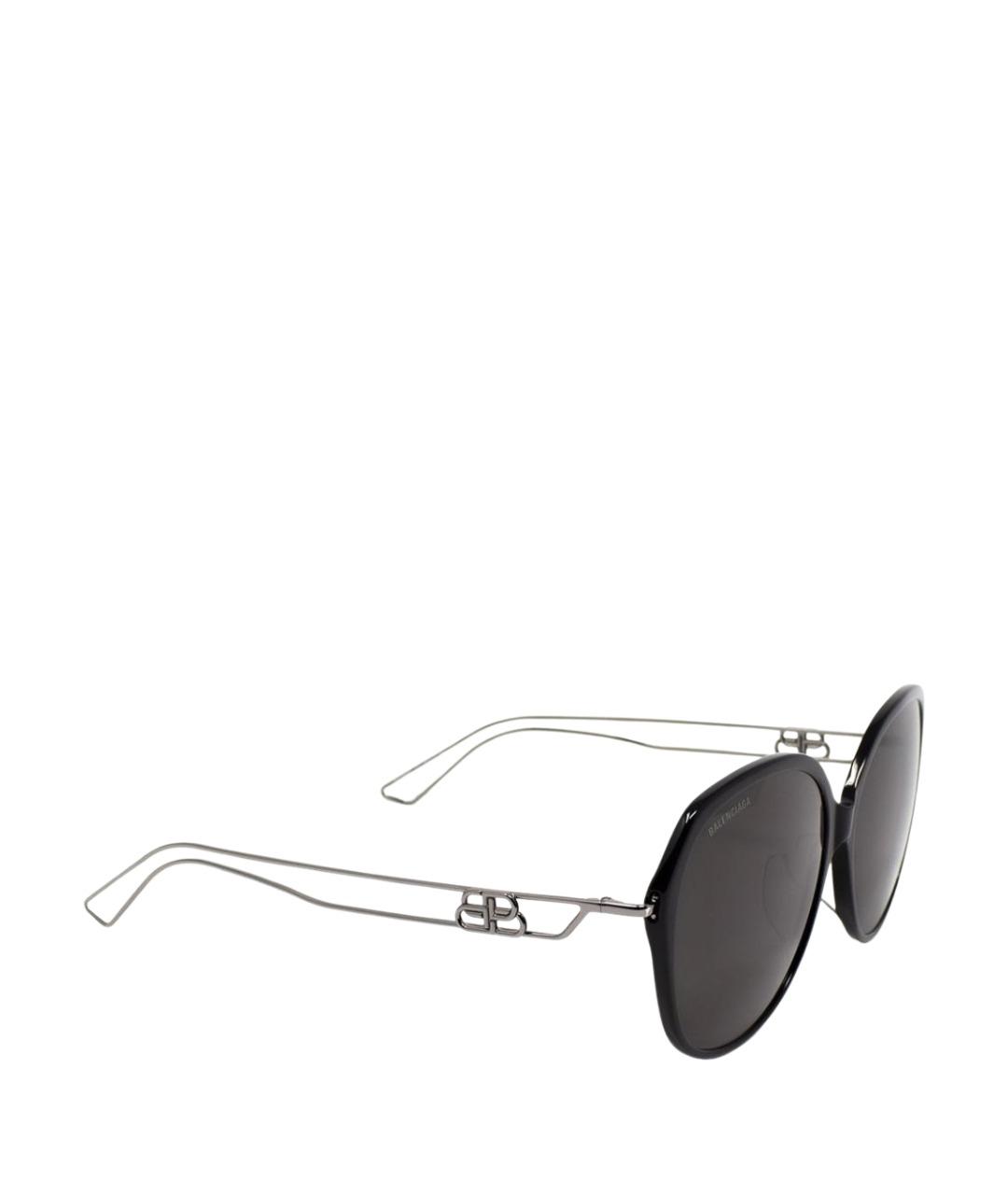 BALENCIAGA Черные металлические солнцезащитные очки, фото 1