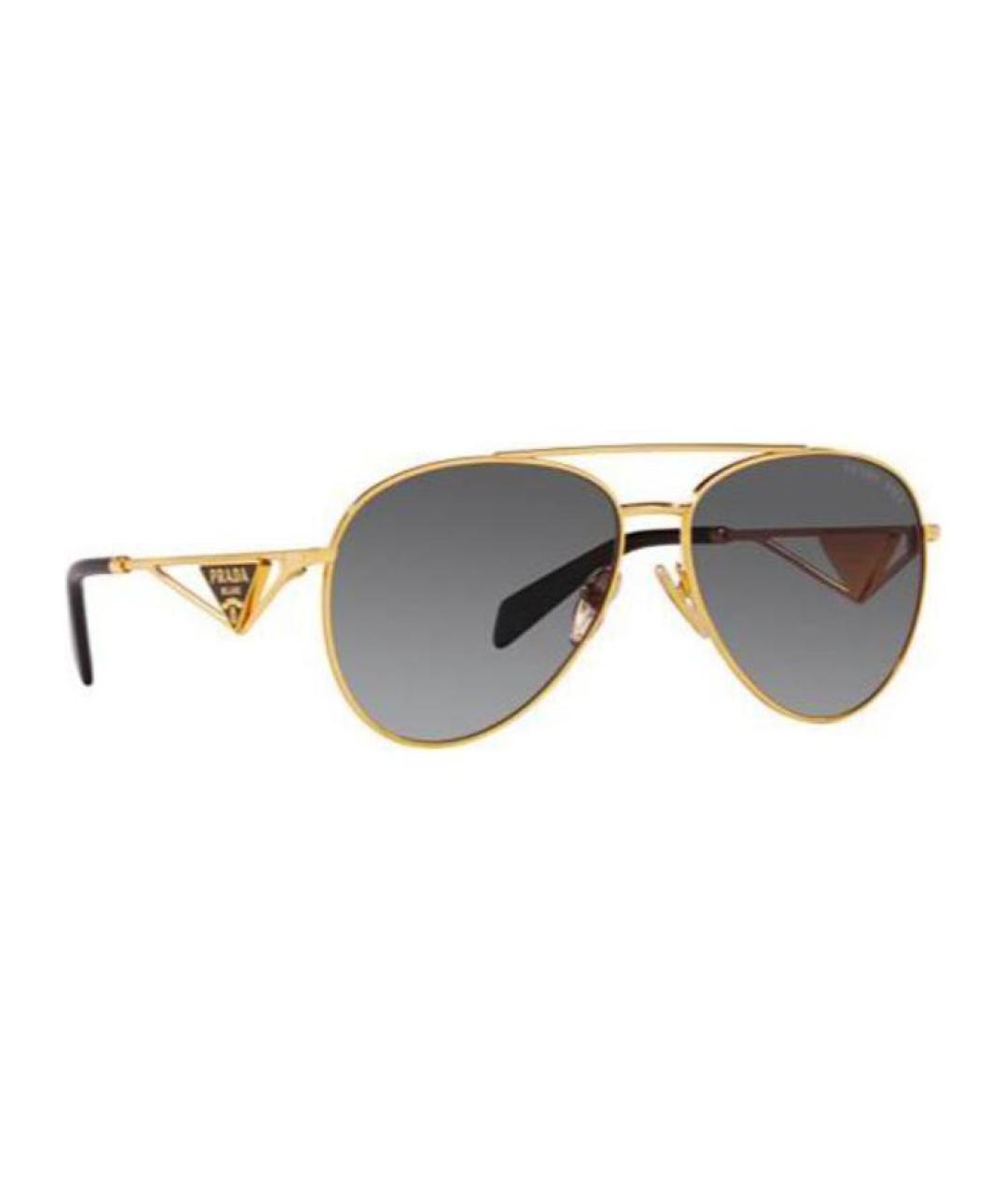 PRADA Золотые металлические солнцезащитные очки, фото 2