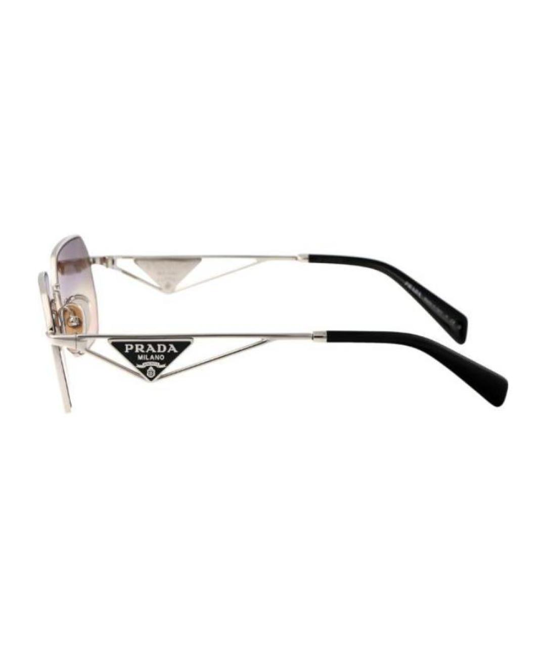 PRADA Серебряные металлические солнцезащитные очки, фото 3