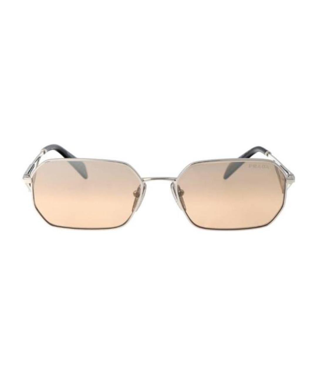 PRADA Серебряные металлические солнцезащитные очки, фото 2