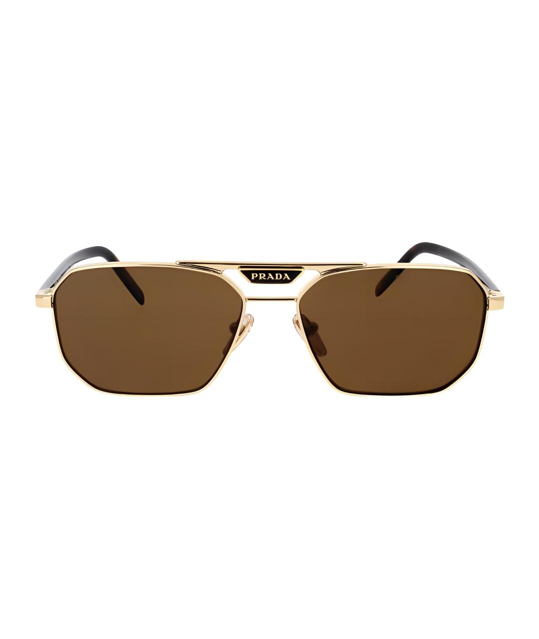 PRADA Коричневые металлические солнцезащитные очки, фото 2