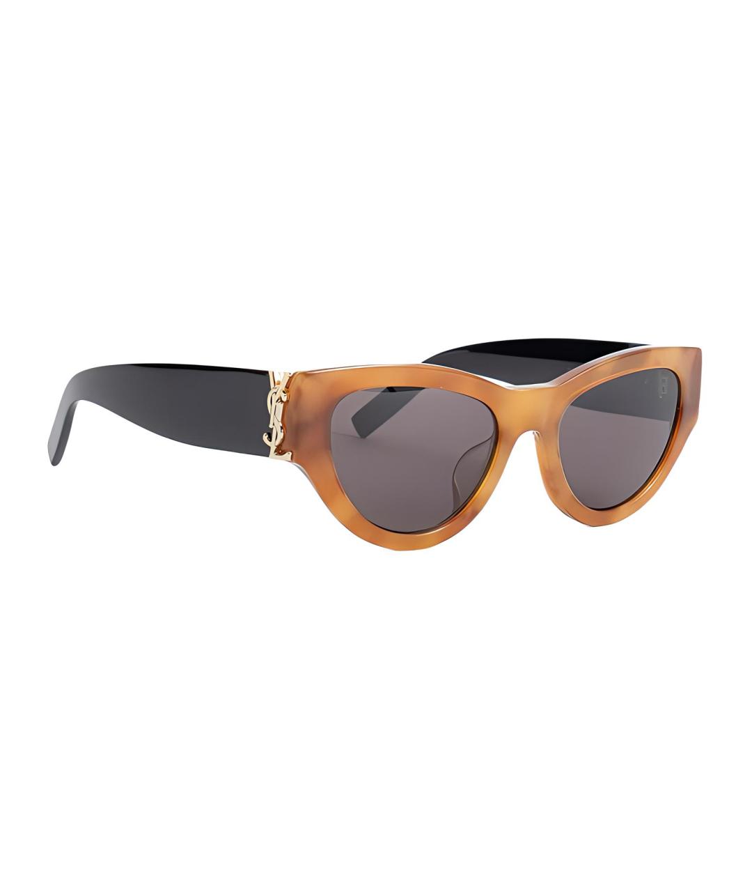 SAINT LAURENT Коричневые пластиковые солнцезащитные очки, фото 2