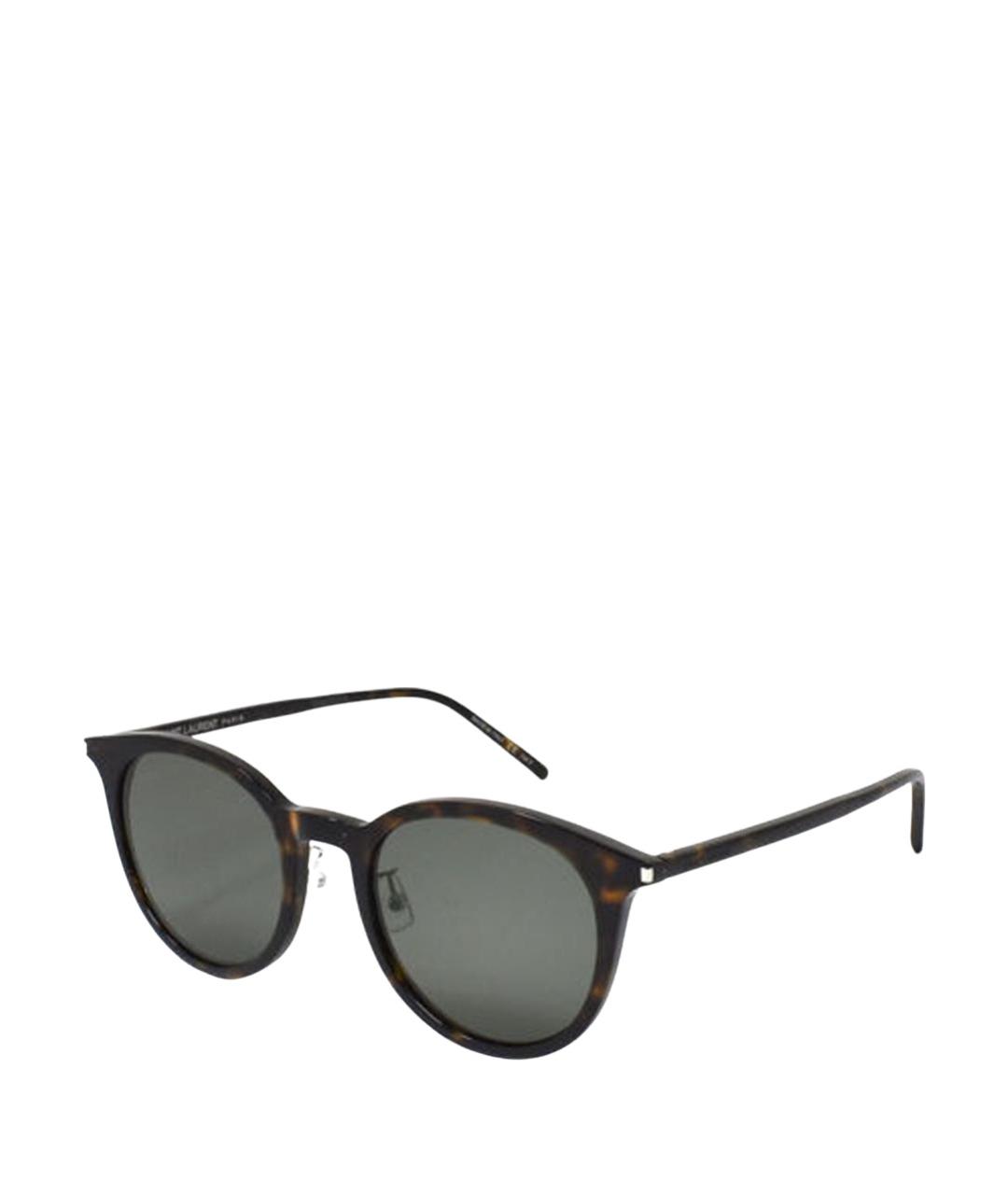 SAINT LAURENT Коричневые пластиковые солнцезащитные очки, фото 1