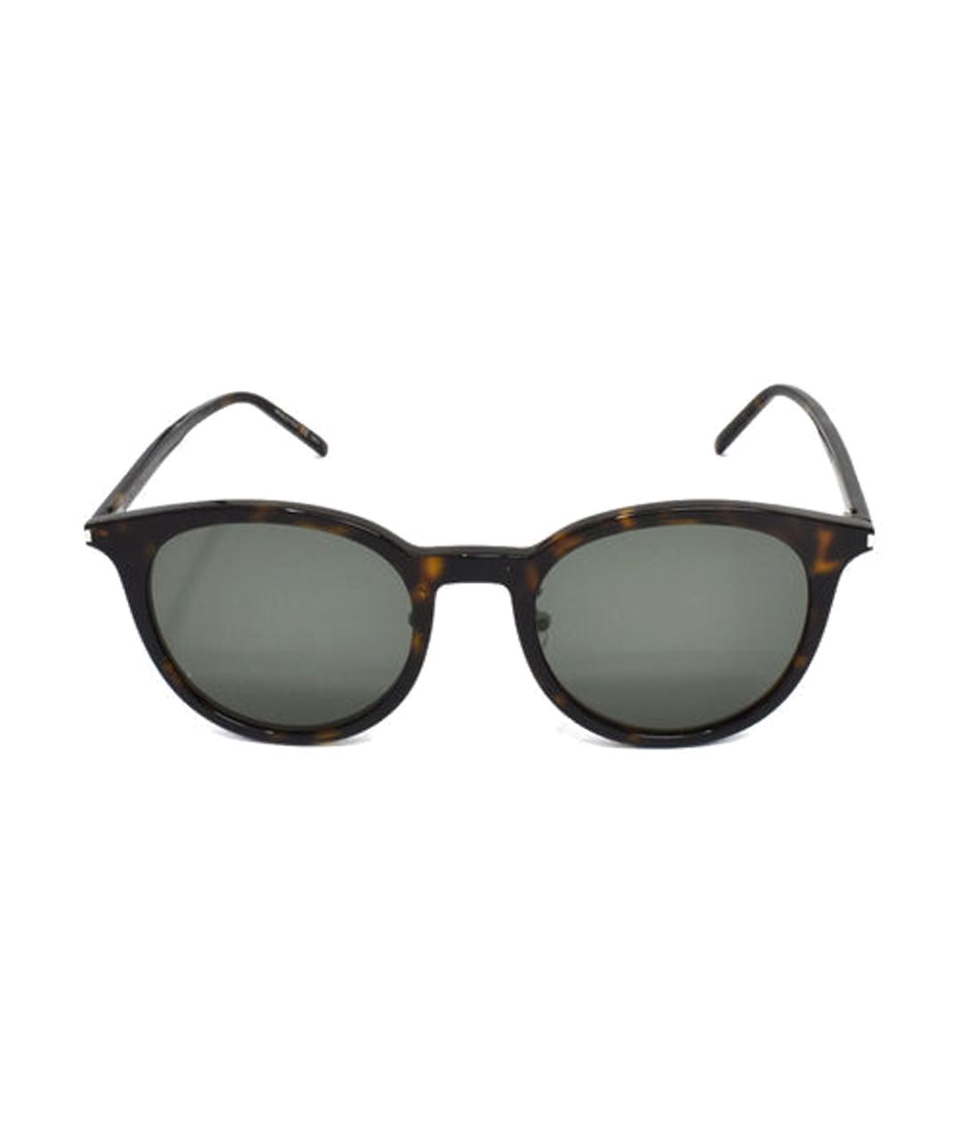 SAINT LAURENT Коричневые пластиковые солнцезащитные очки, фото 2