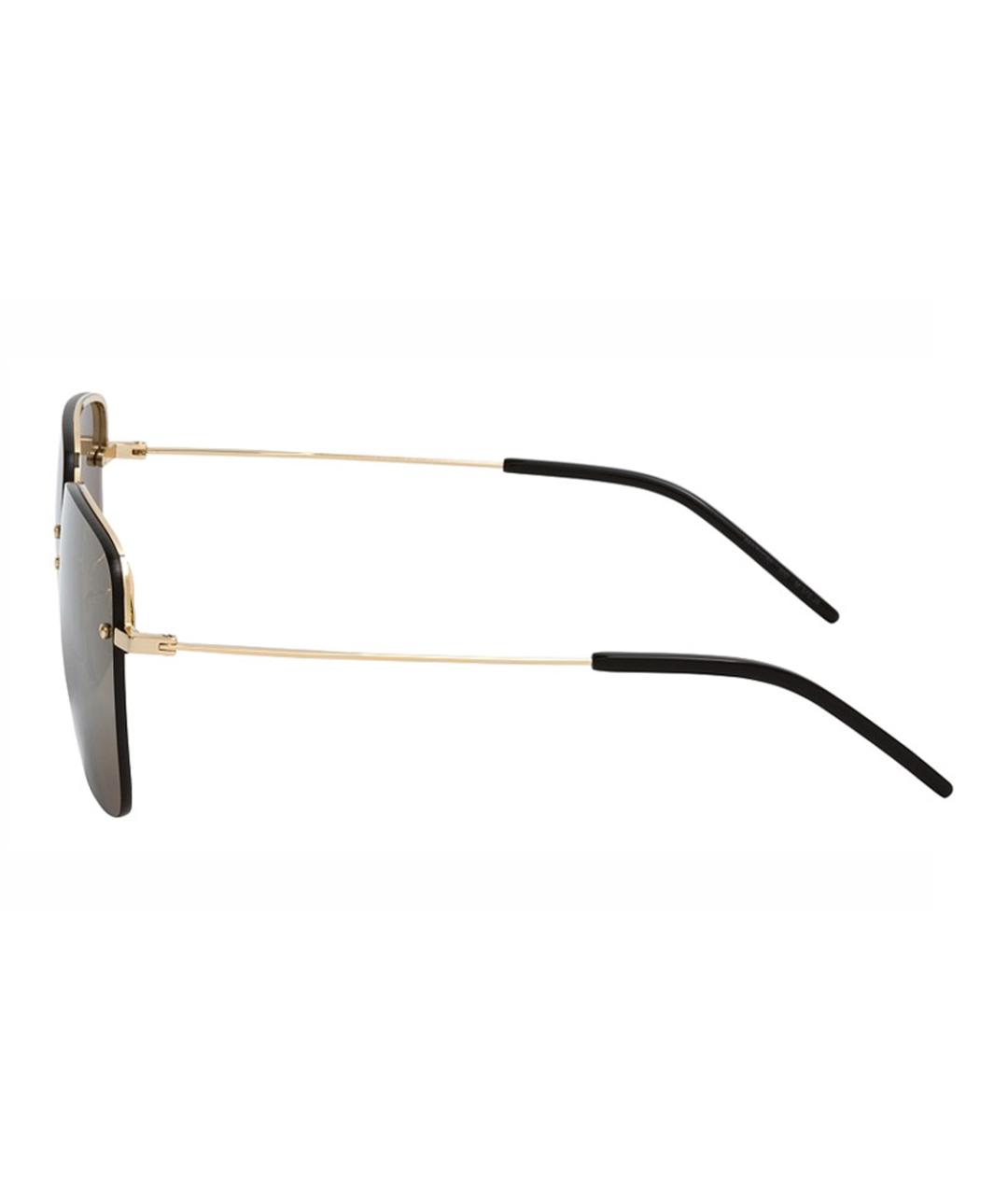 SAINT LAURENT Золотые металлические солнцезащитные очки, фото 3