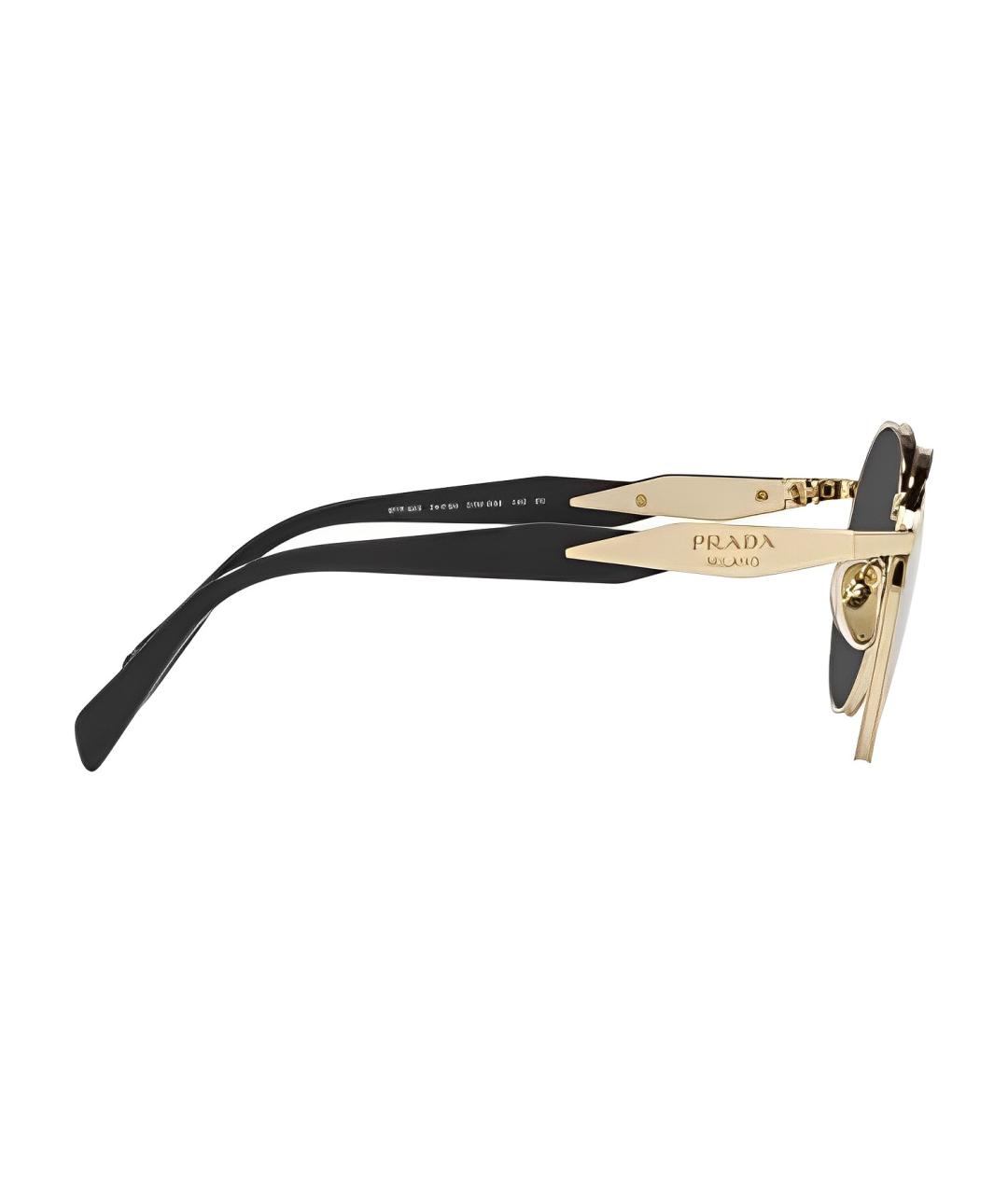 PRADA Золотые металлические солнцезащитные очки, фото 4