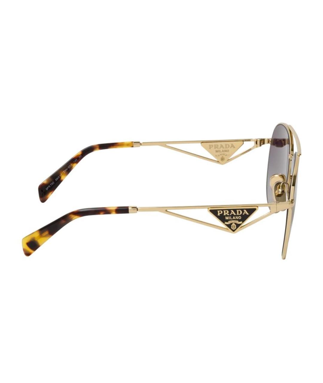 PRADA Золотые металлические солнцезащитные очки, фото 3
