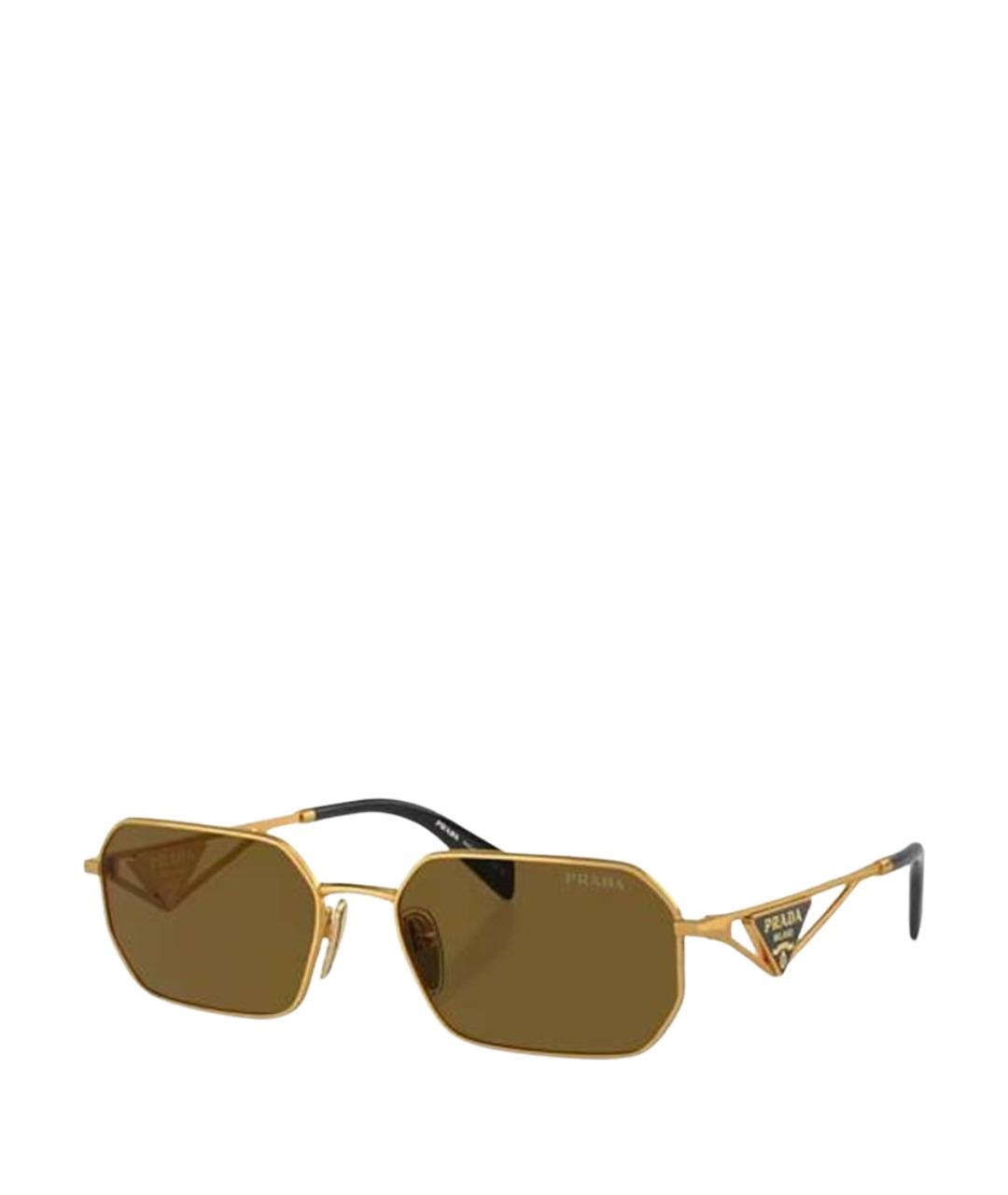 PRADA Золотые металлические солнцезащитные очки, фото 1