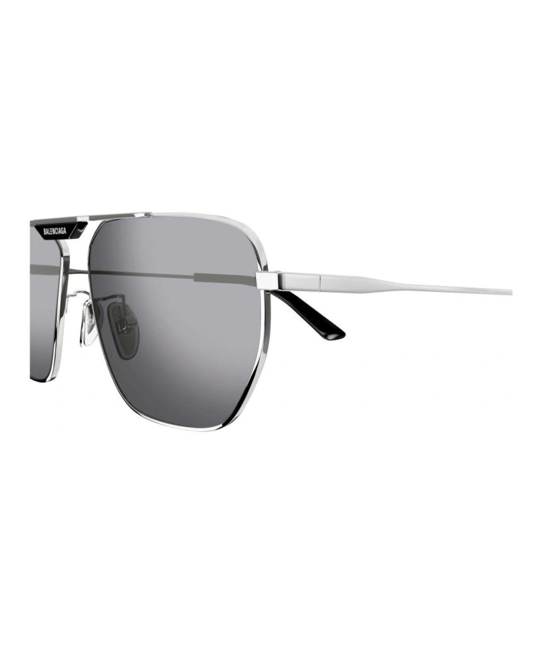BALENCIAGA Серебряные металлические солнцезащитные очки, фото 3