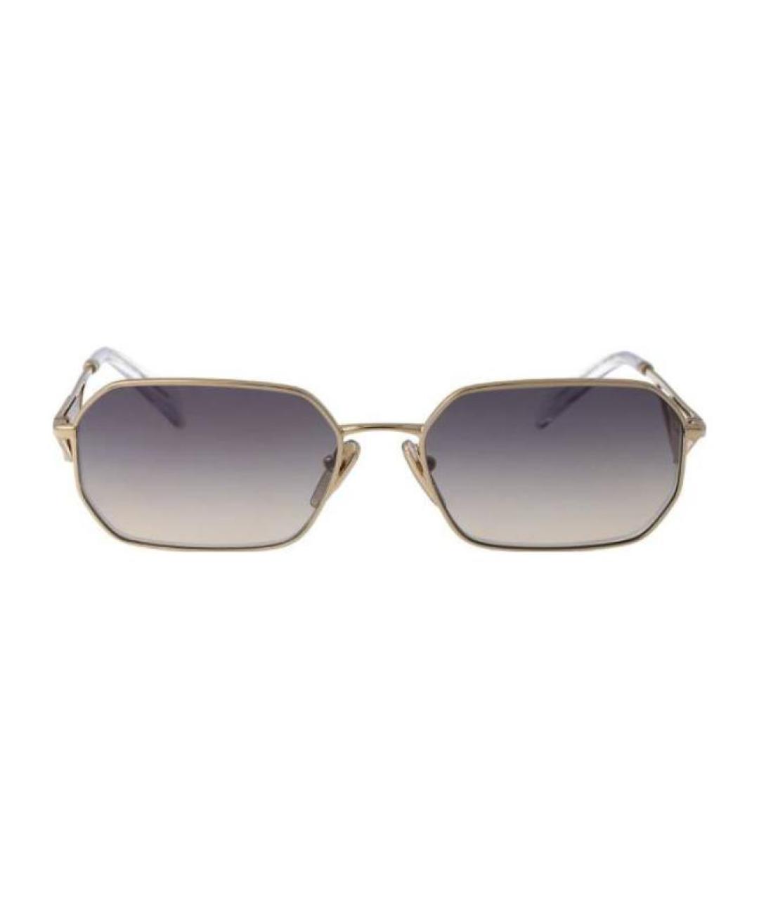 PRADA Золотые металлические солнцезащитные очки, фото 2