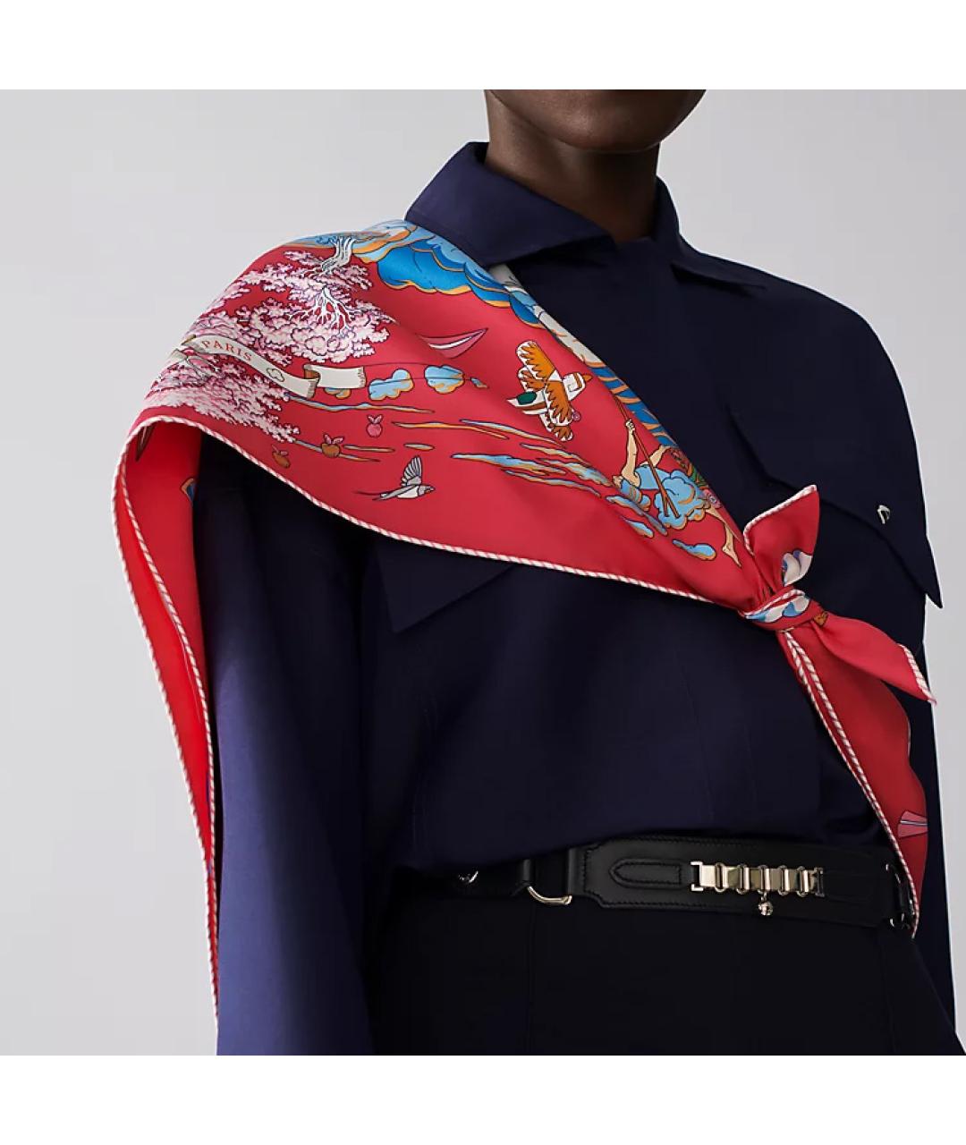 HERMES Красный шарф, фото 2