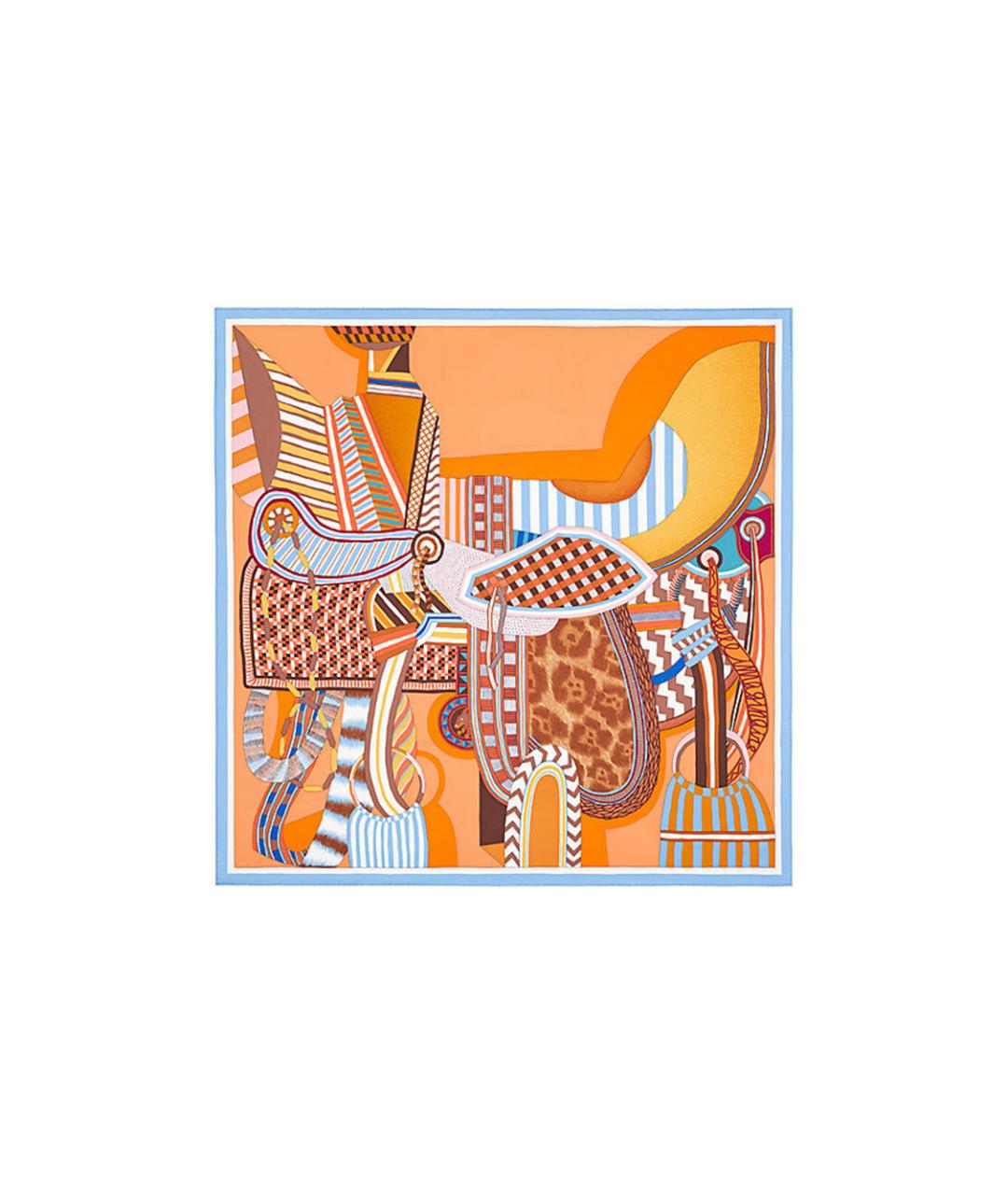 HERMES Оранжевый шелковый шарф, фото 3