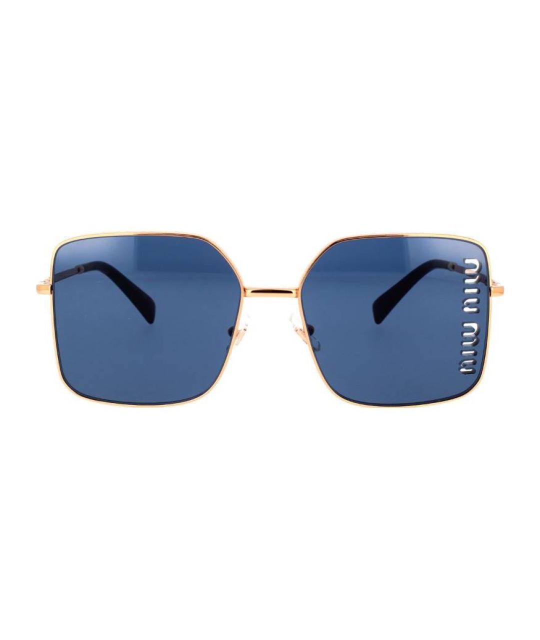 MIU MIU Золотые металлические солнцезащитные очки, фото 2