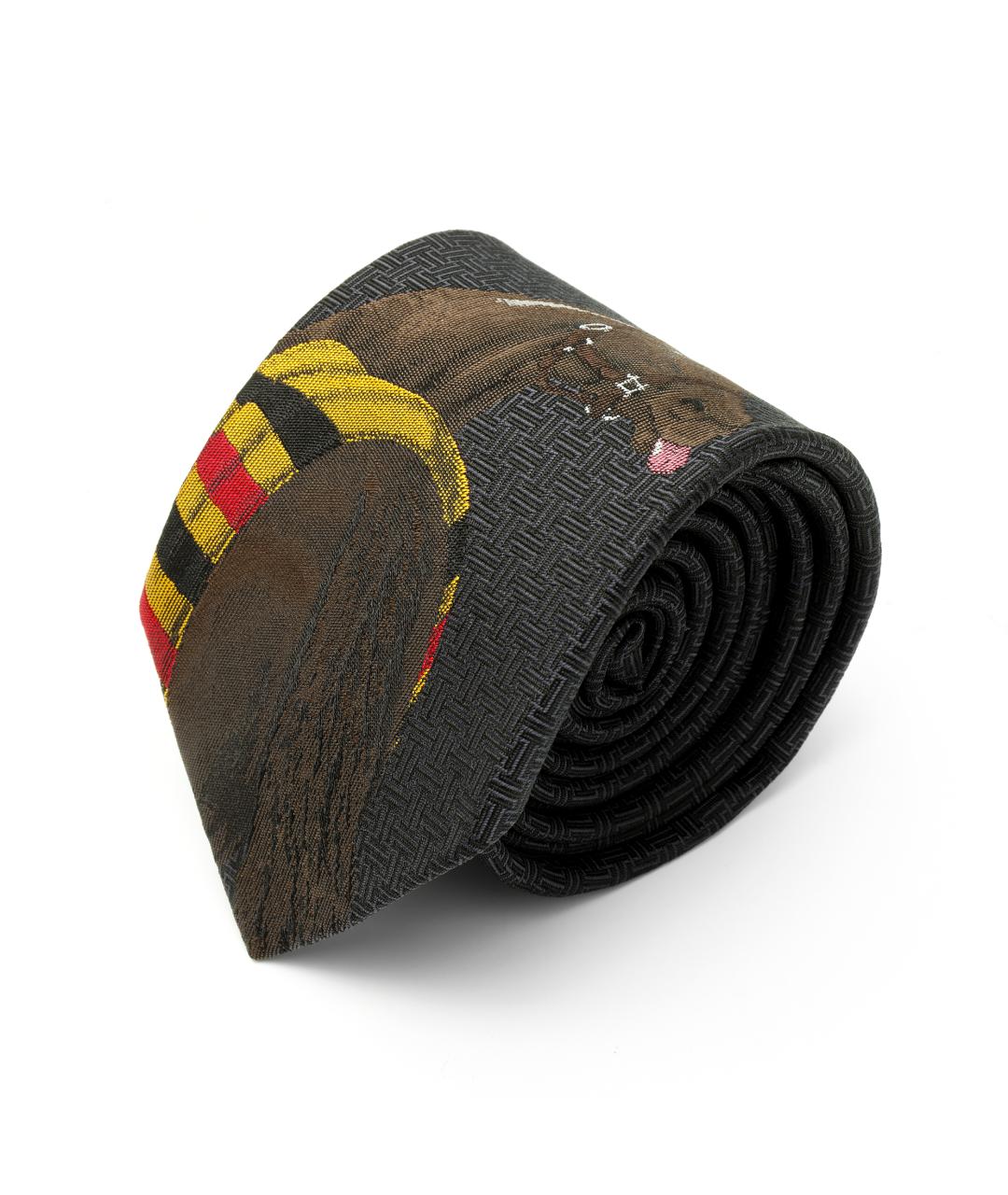 HERMES Коричневый шелковый галстук, фото 3