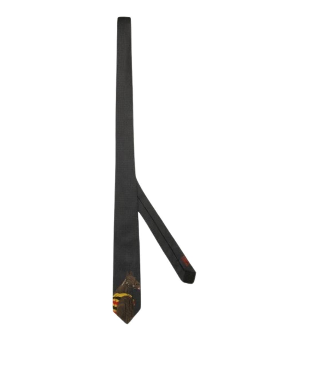 HERMES Коричневый шелковый галстук, фото 1