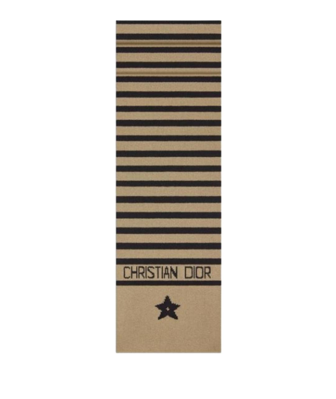 CHRISTIAN DIOR Коричневый шарф, фото 1