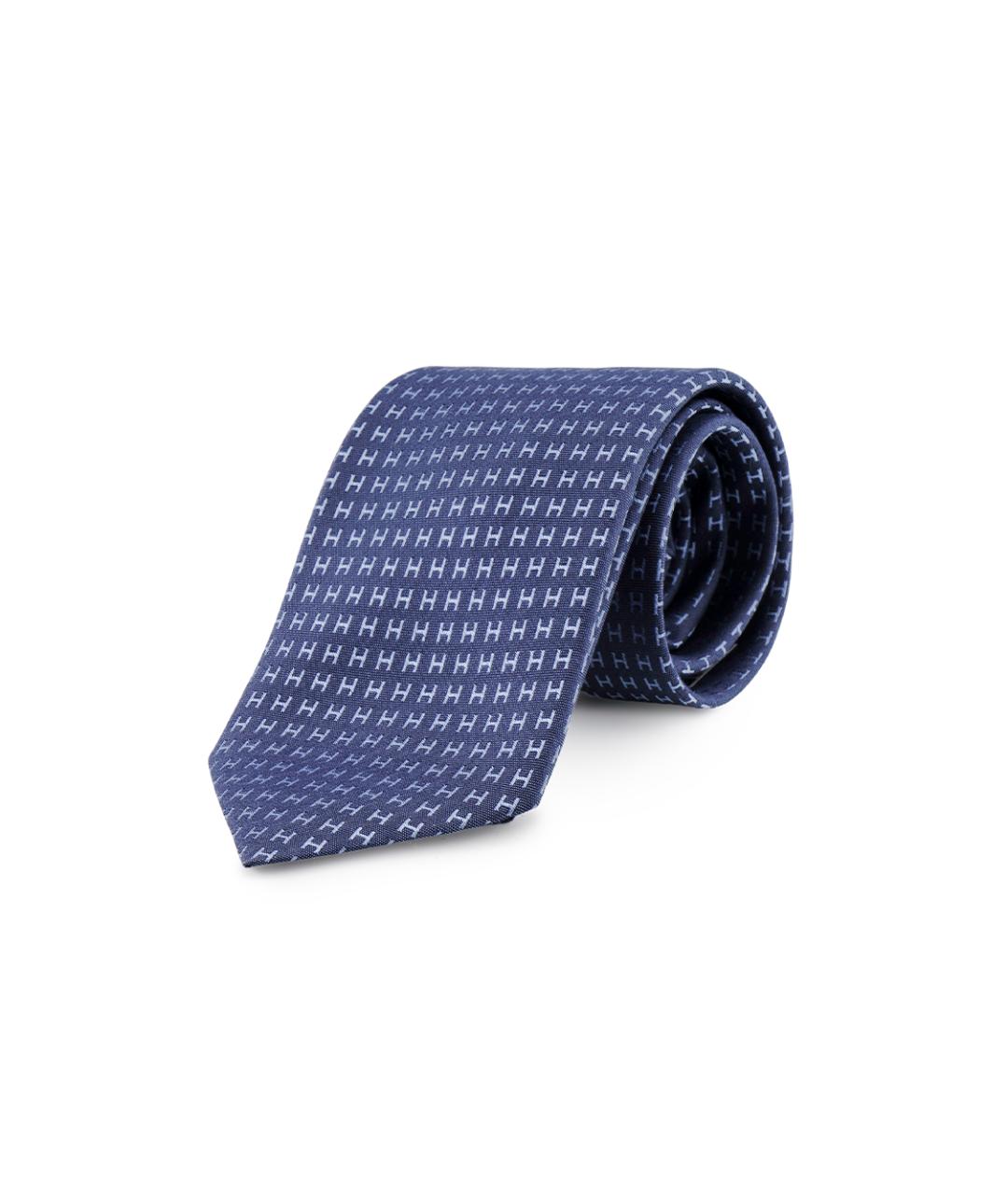 HERMES Синий шелковый галстук, фото 2