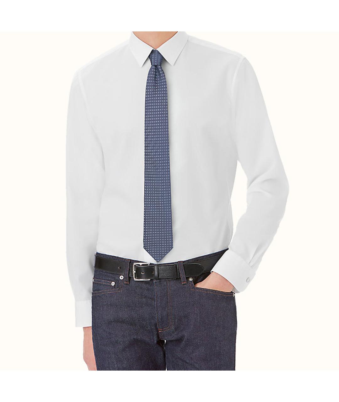 HERMES Синий шелковый галстук, фото 3