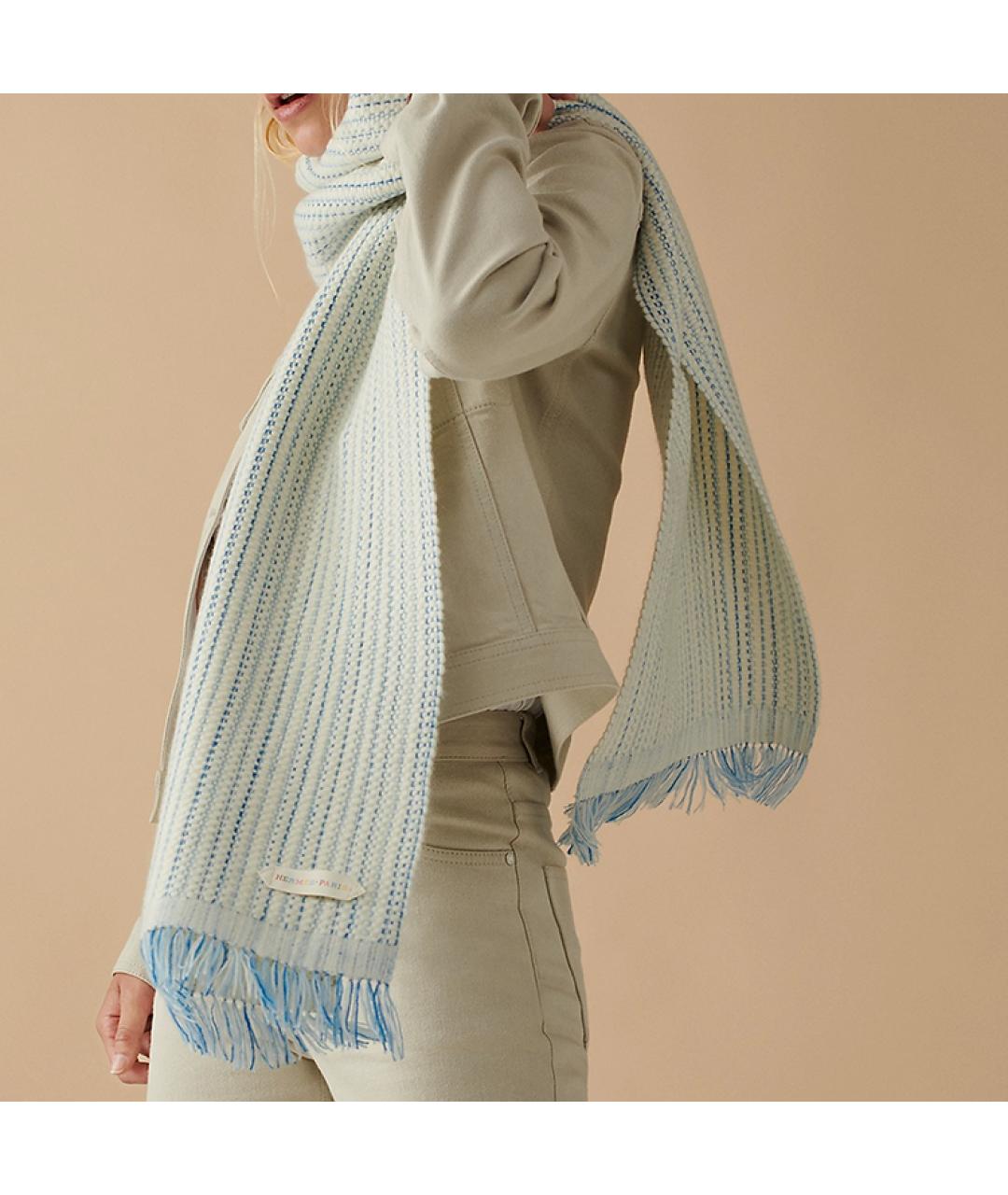 HERMES Голубой шарф, фото 2