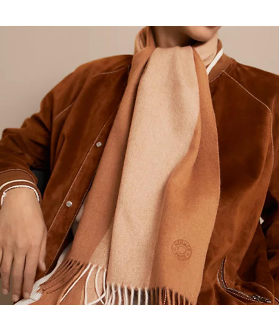 HERMES Коричневый шарф, фото 2