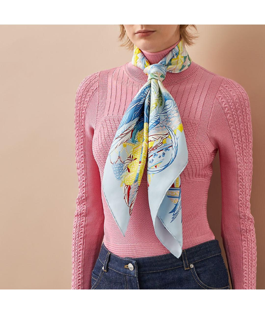 HERMES Голубой шарф, фото 2