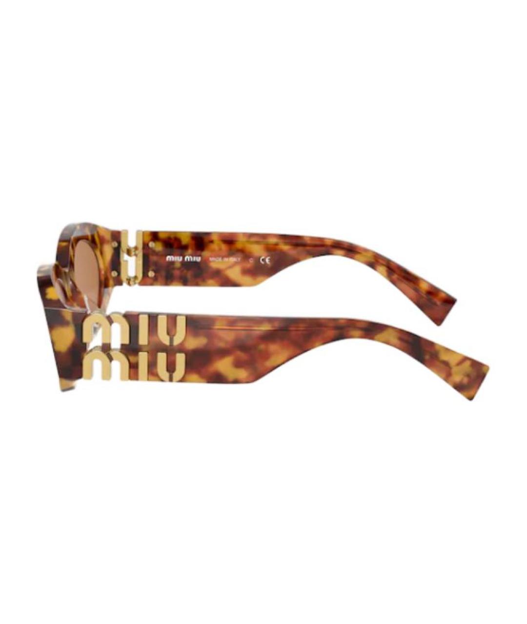 MIU MIU Коричневые пластиковые солнцезащитные очки, фото 3