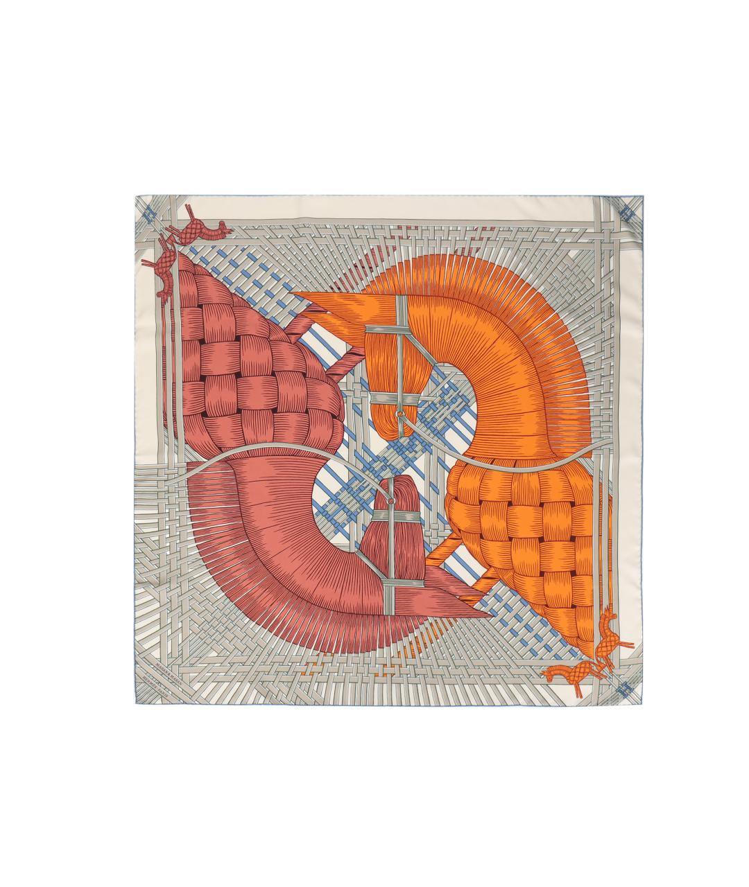 HERMES Оранжевый шелковый шарф, фото 4