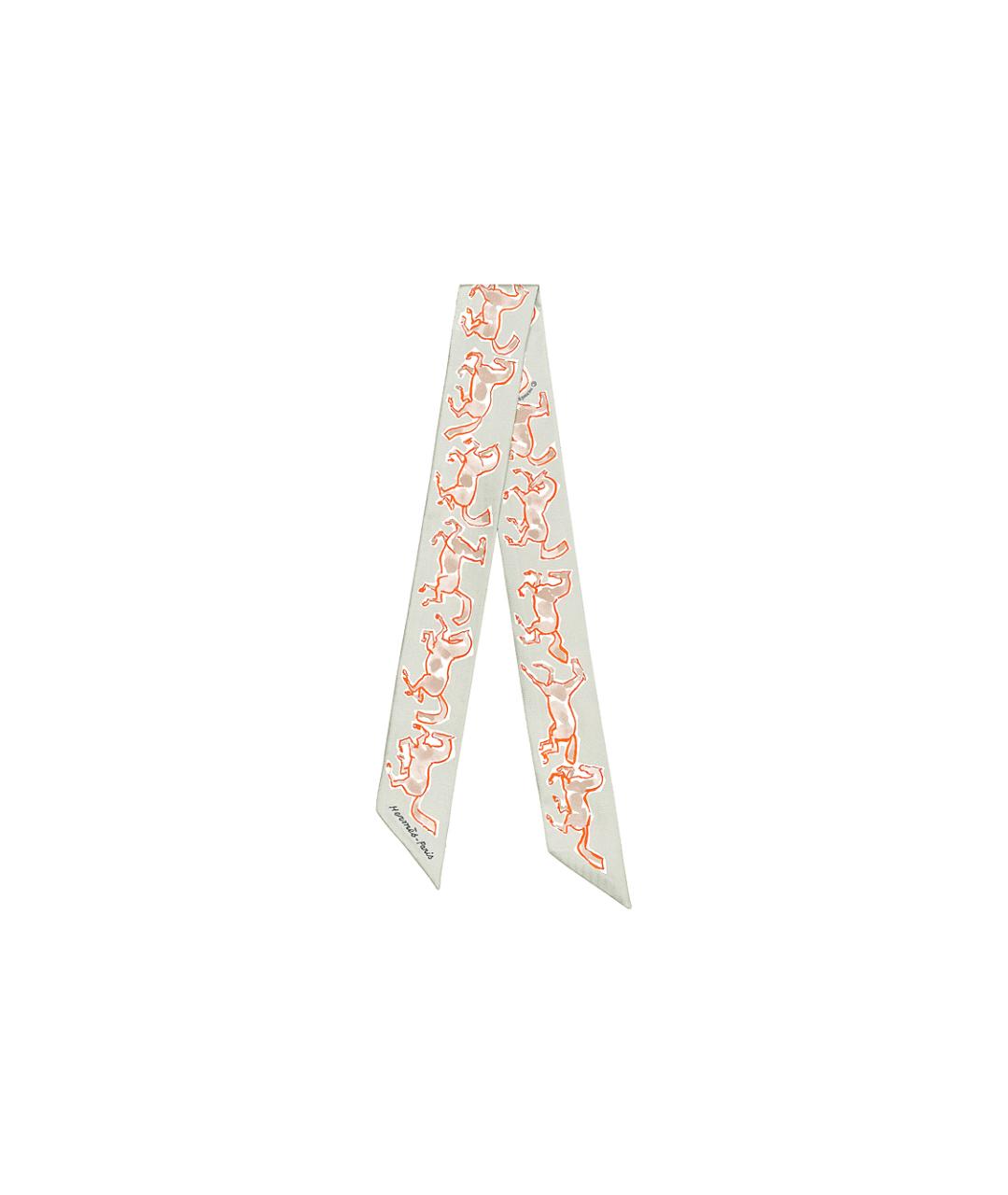 HERMES Салатовый шелковый шарф, фото 3