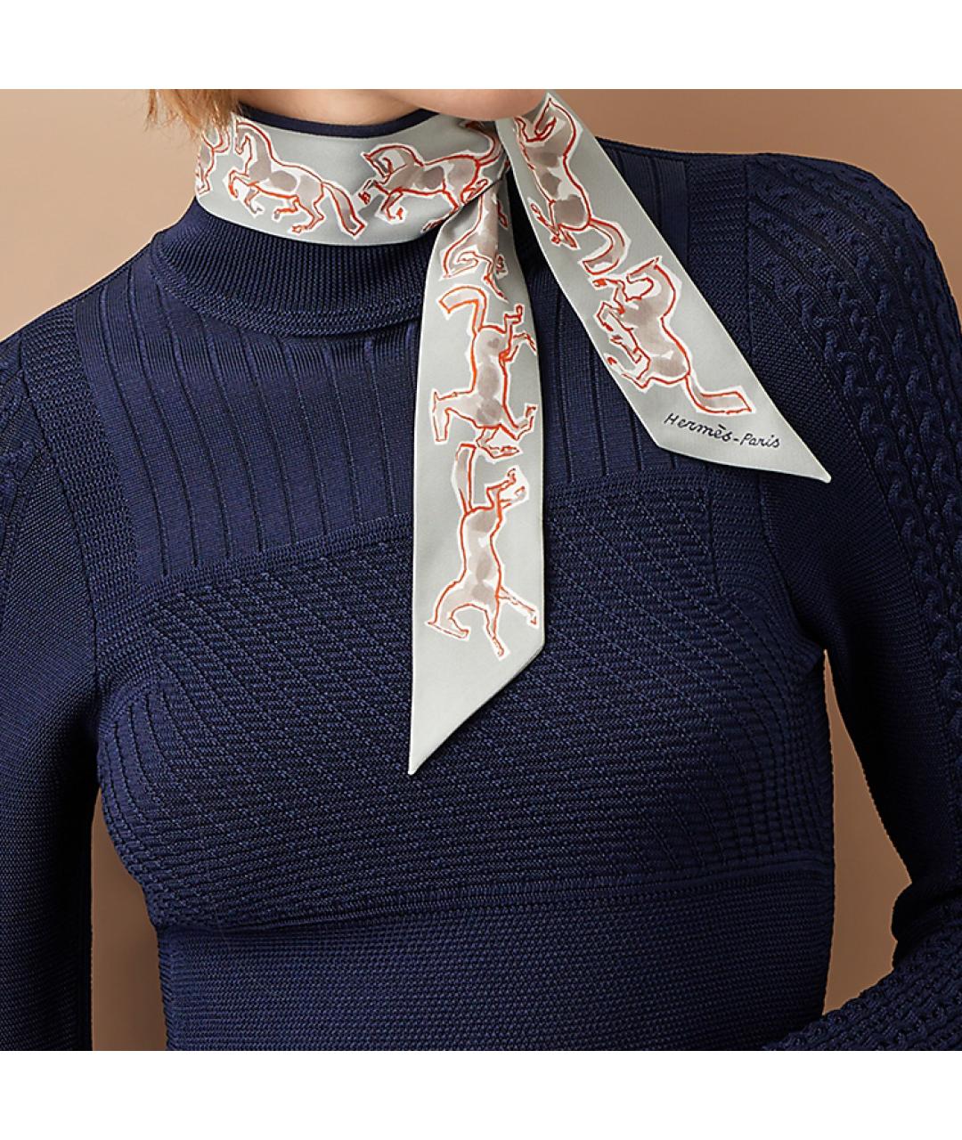 HERMES Салатовый шелковый шарф, фото 2