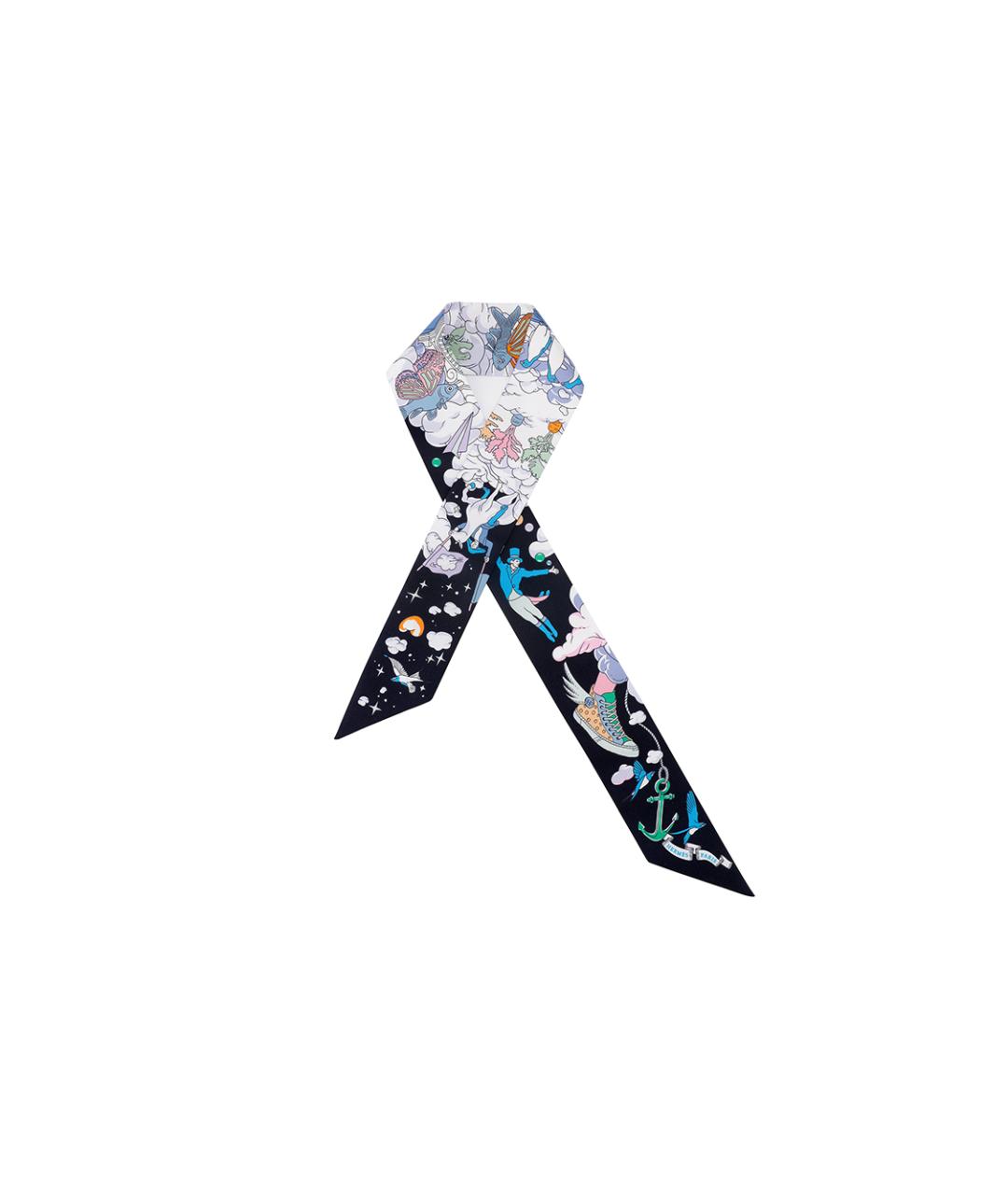 HERMES Черный шарф, фото 2