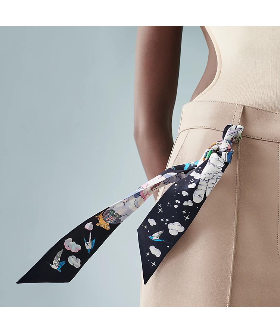 HERMES Черный шарф, фото 3