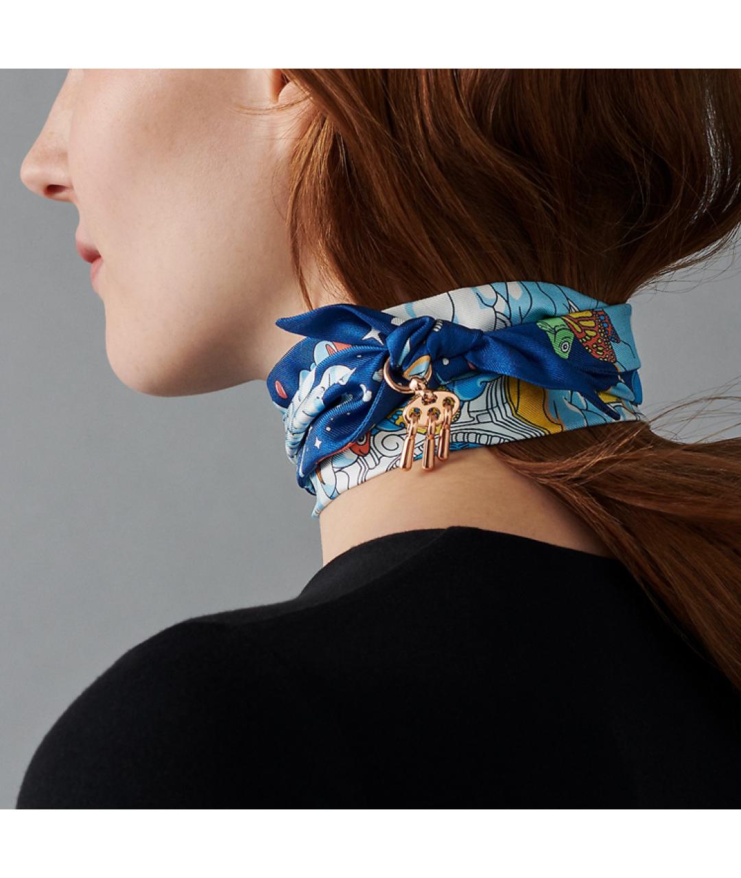 HERMES Синий шарф, фото 5