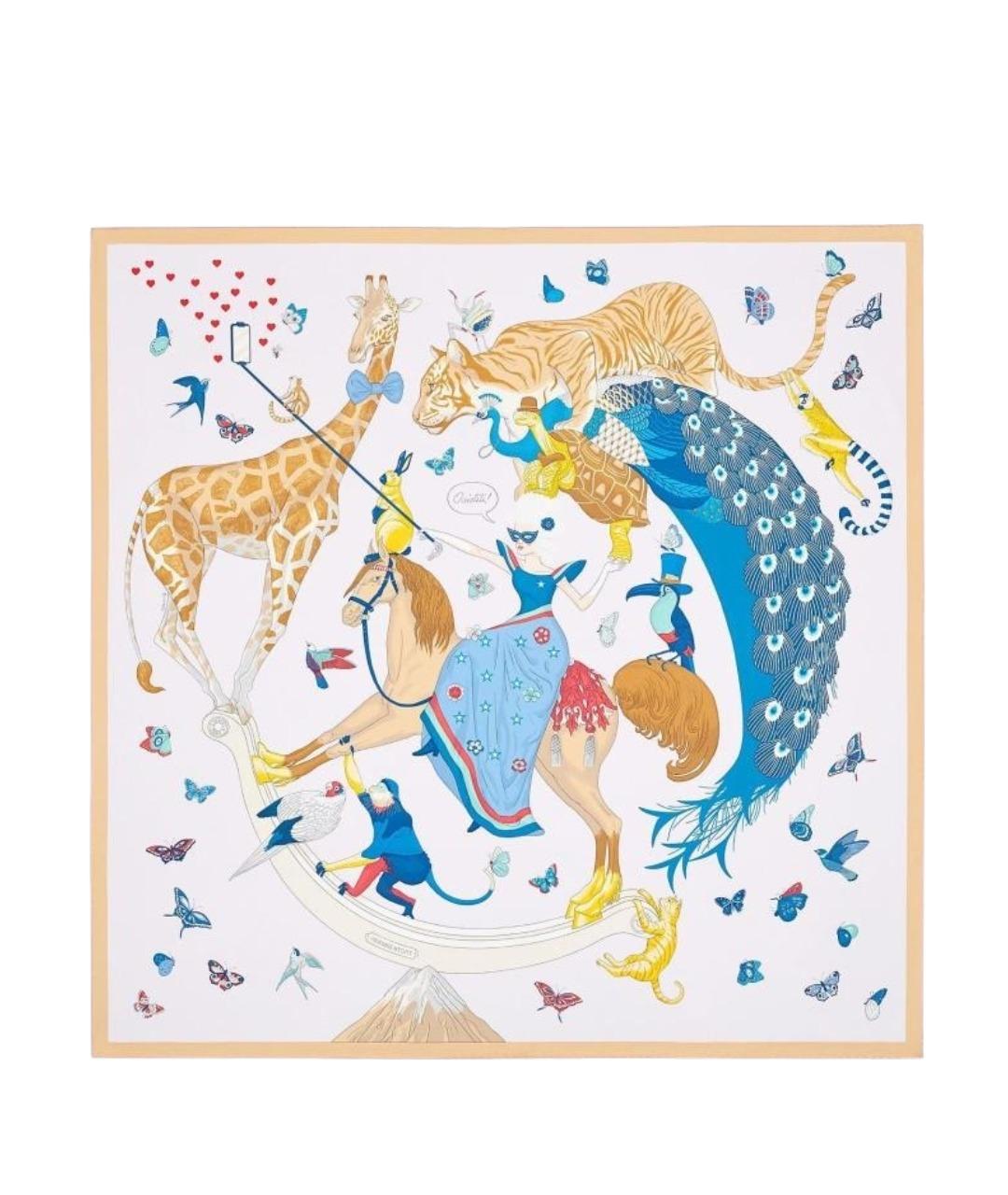 HERMES Мульти шелковый шарф, фото 1