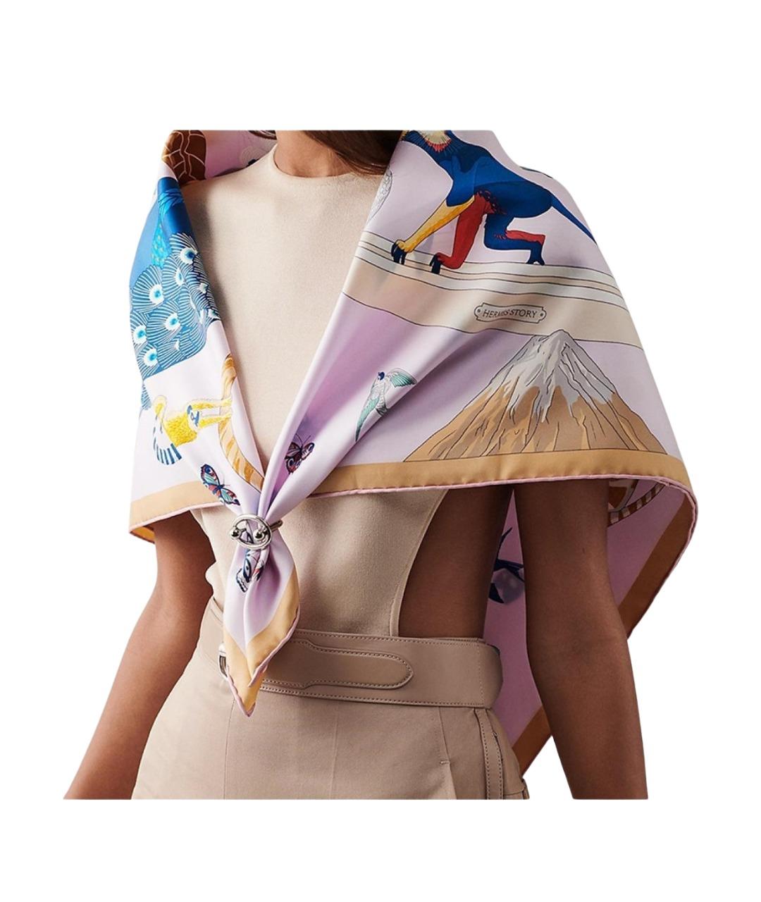 HERMES Мульти шелковый шарф, фото 2