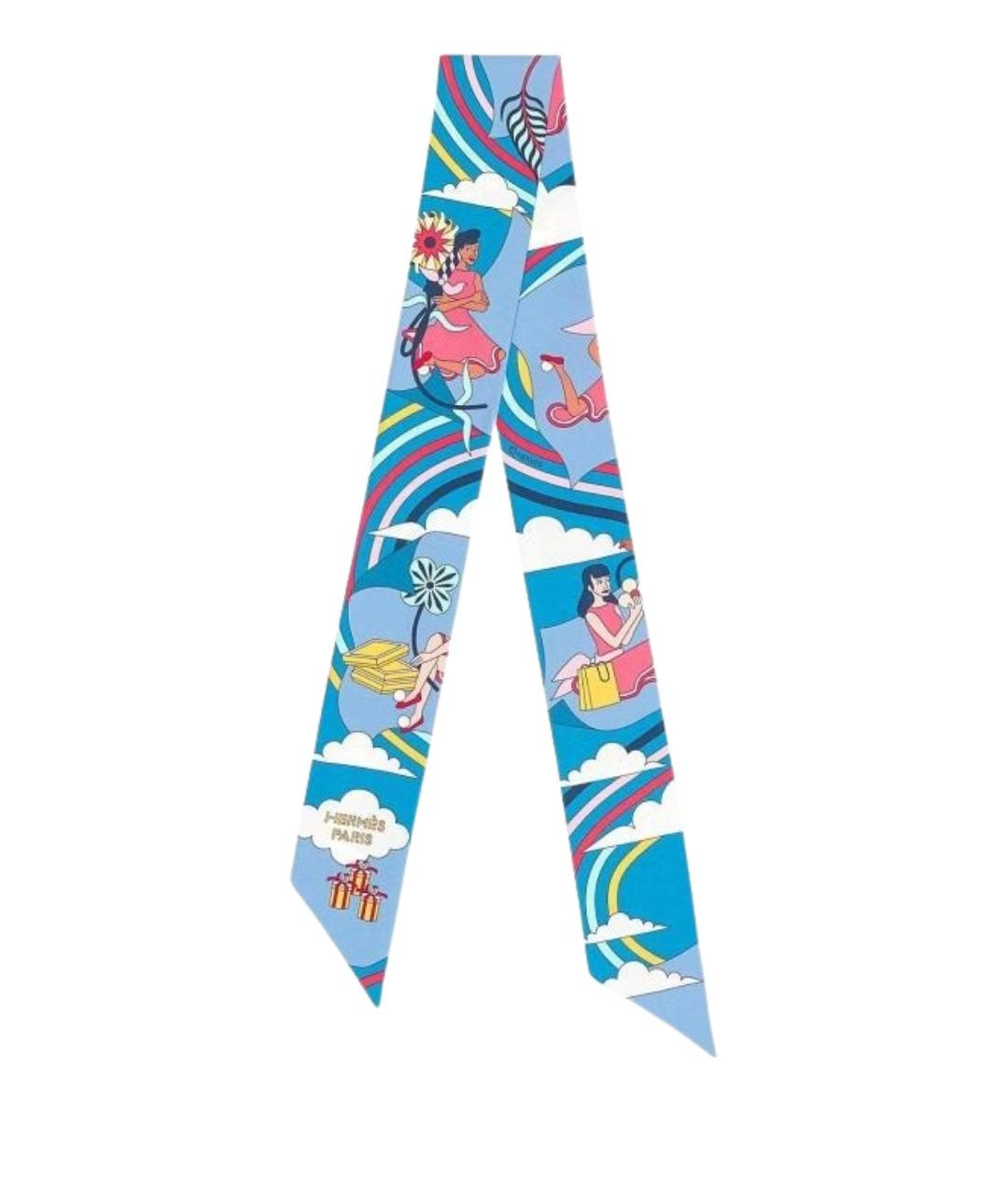 HERMES Синий шарф, фото 1