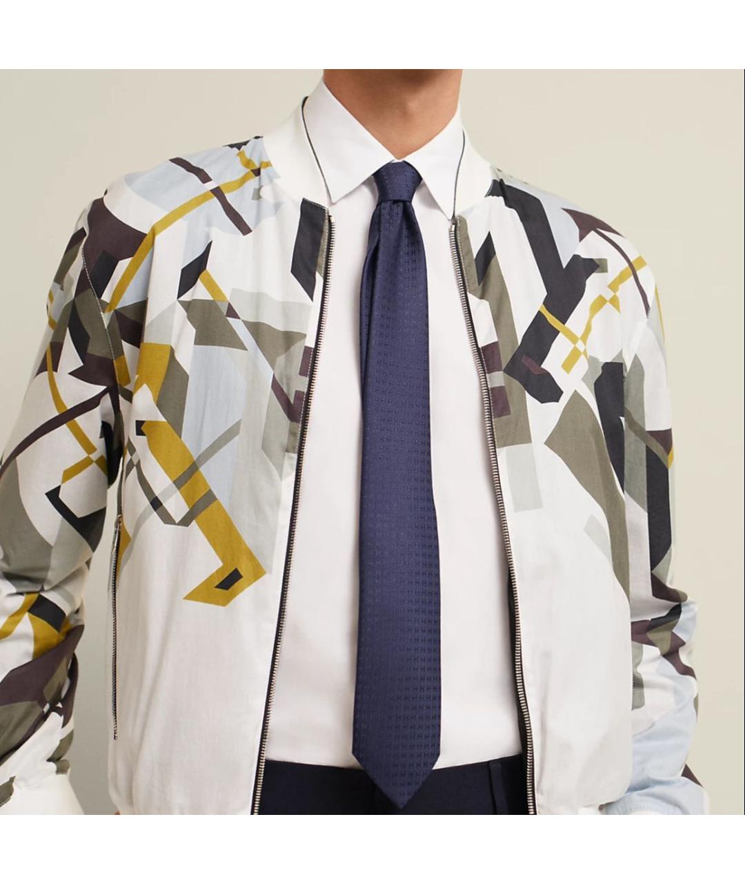 HERMES Синий шелковый галстук, фото 4