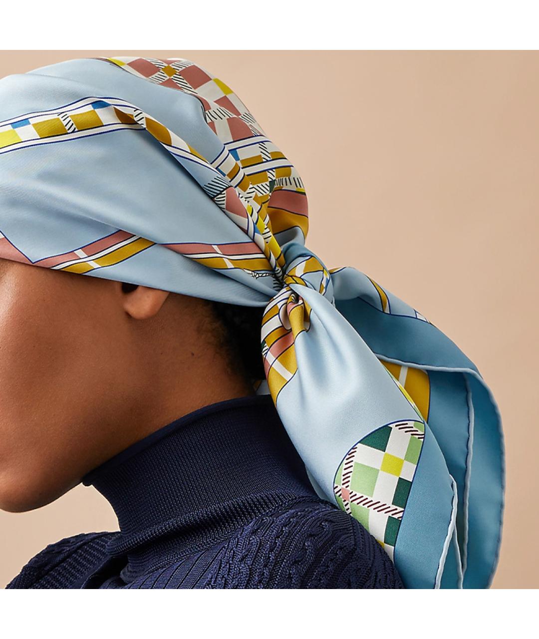 HERMES Голубой шарф, фото 2