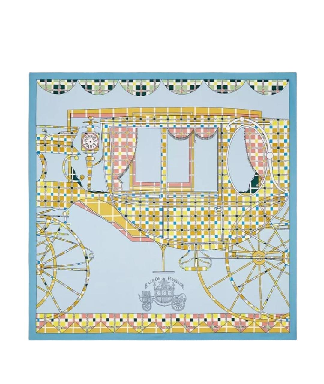 HERMES Голубой шарф, фото 1