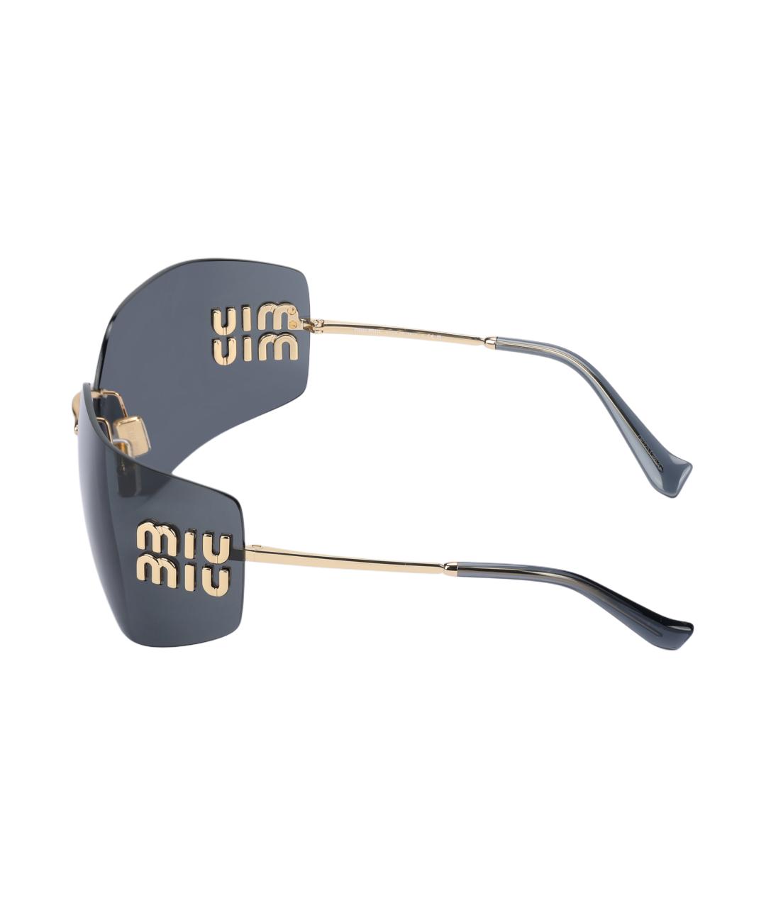 MIU MIU Золотые металлические солнцезащитные очки, фото 3