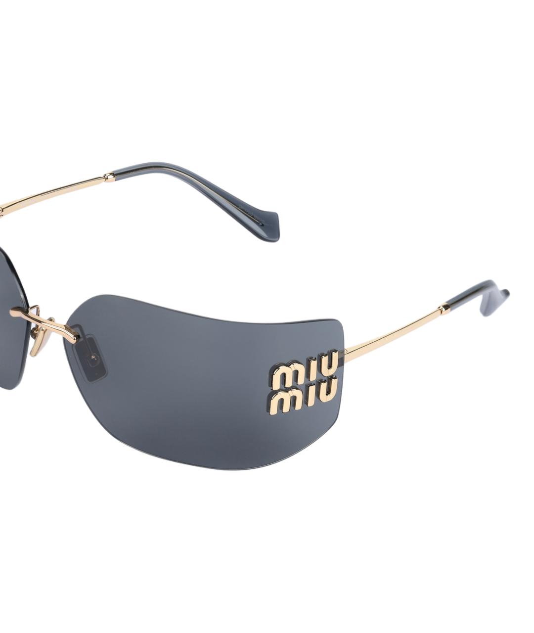 MIU MIU Золотые металлические солнцезащитные очки, фото 5