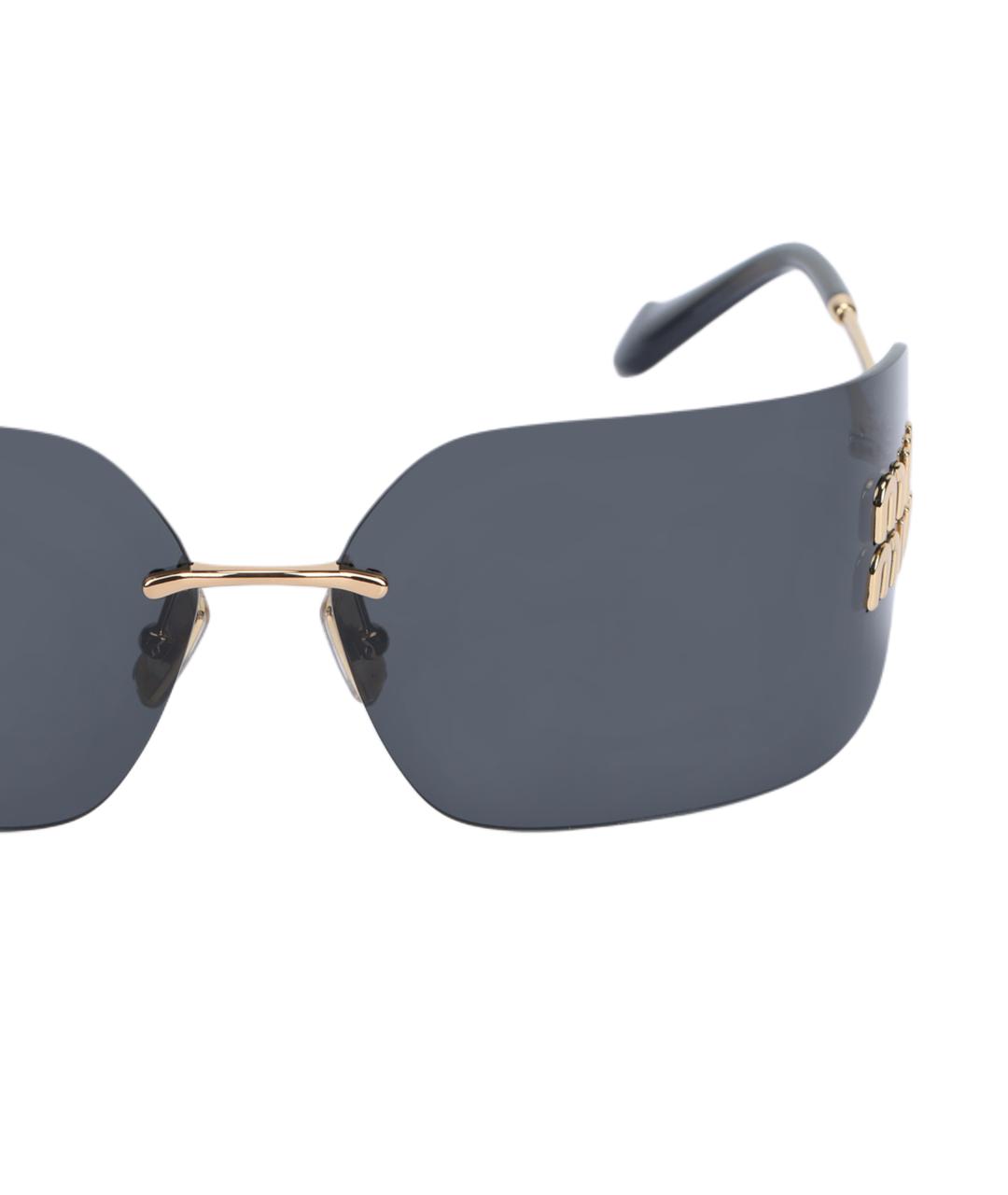 MIU MIU Золотые металлические солнцезащитные очки, фото 4