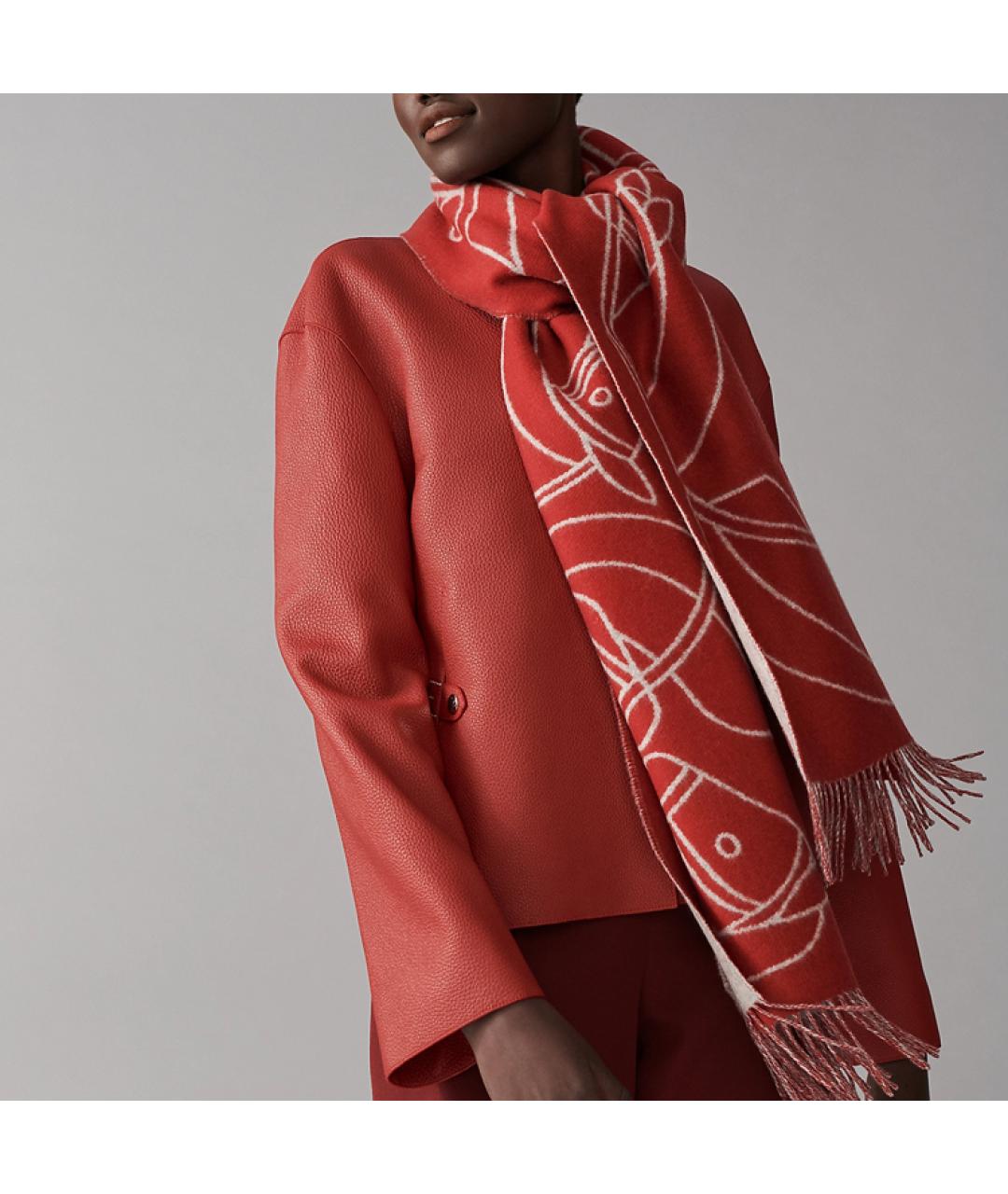 HERMES Красный шарф, фото 2