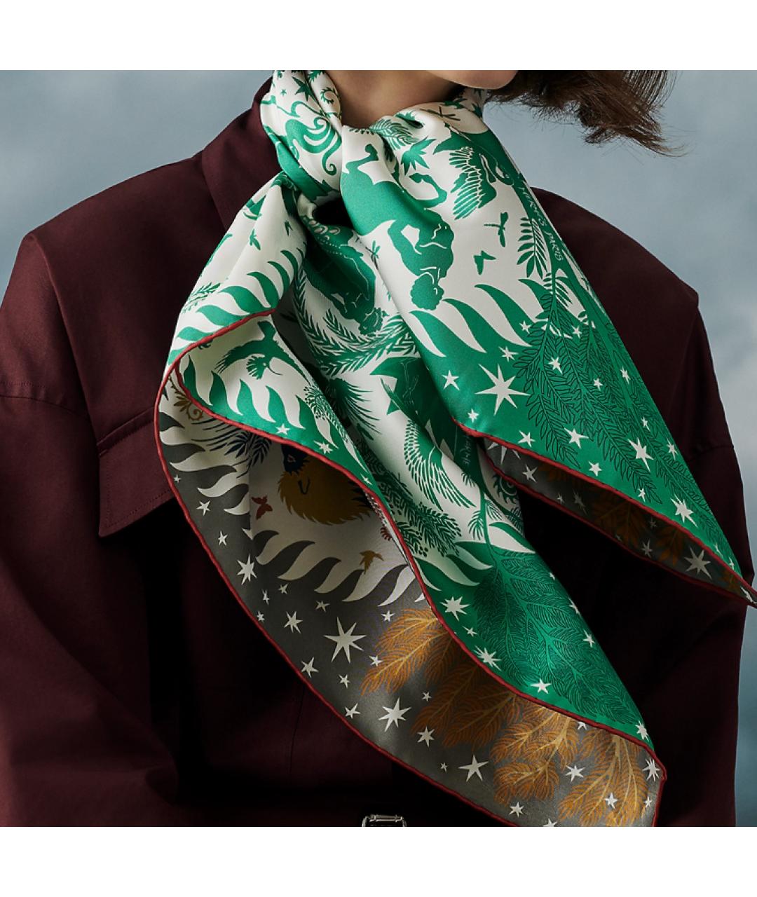 HERMES Бежевый шелковый шарф, фото 4