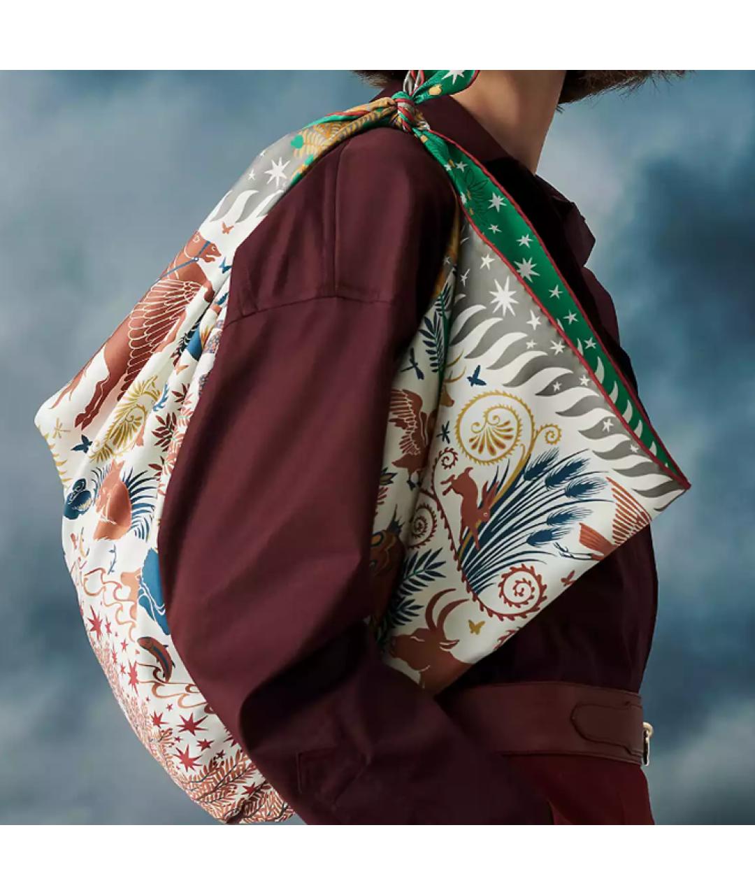 HERMES Бежевый шелковый шарф, фото 5