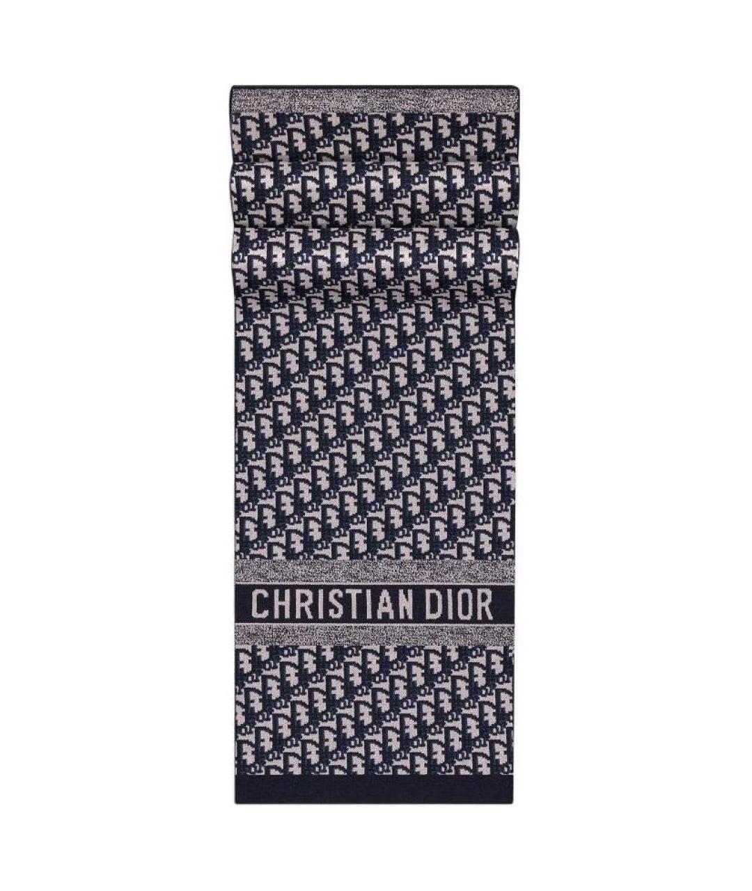 CHRISTIAN DIOR Синий кашемировый шарф, фото 5