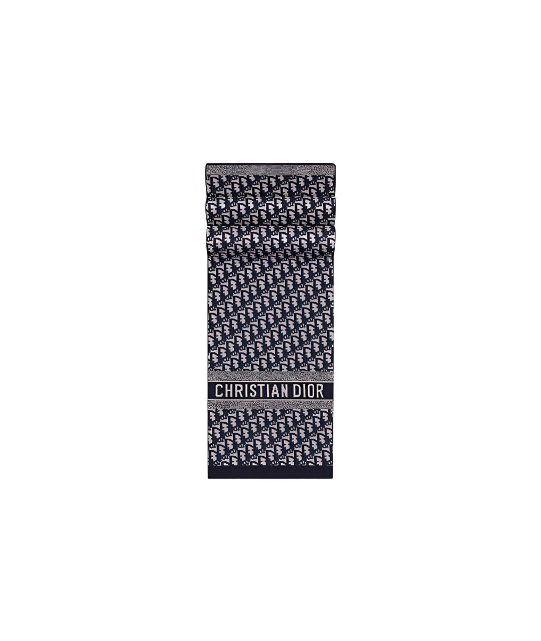 CHRISTIAN DIOR Синий кашемировый шарф, фото 6