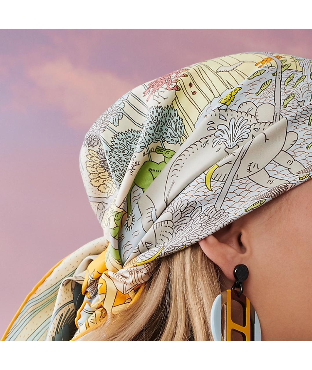 HERMES Мульти шелковый шарф, фото 4