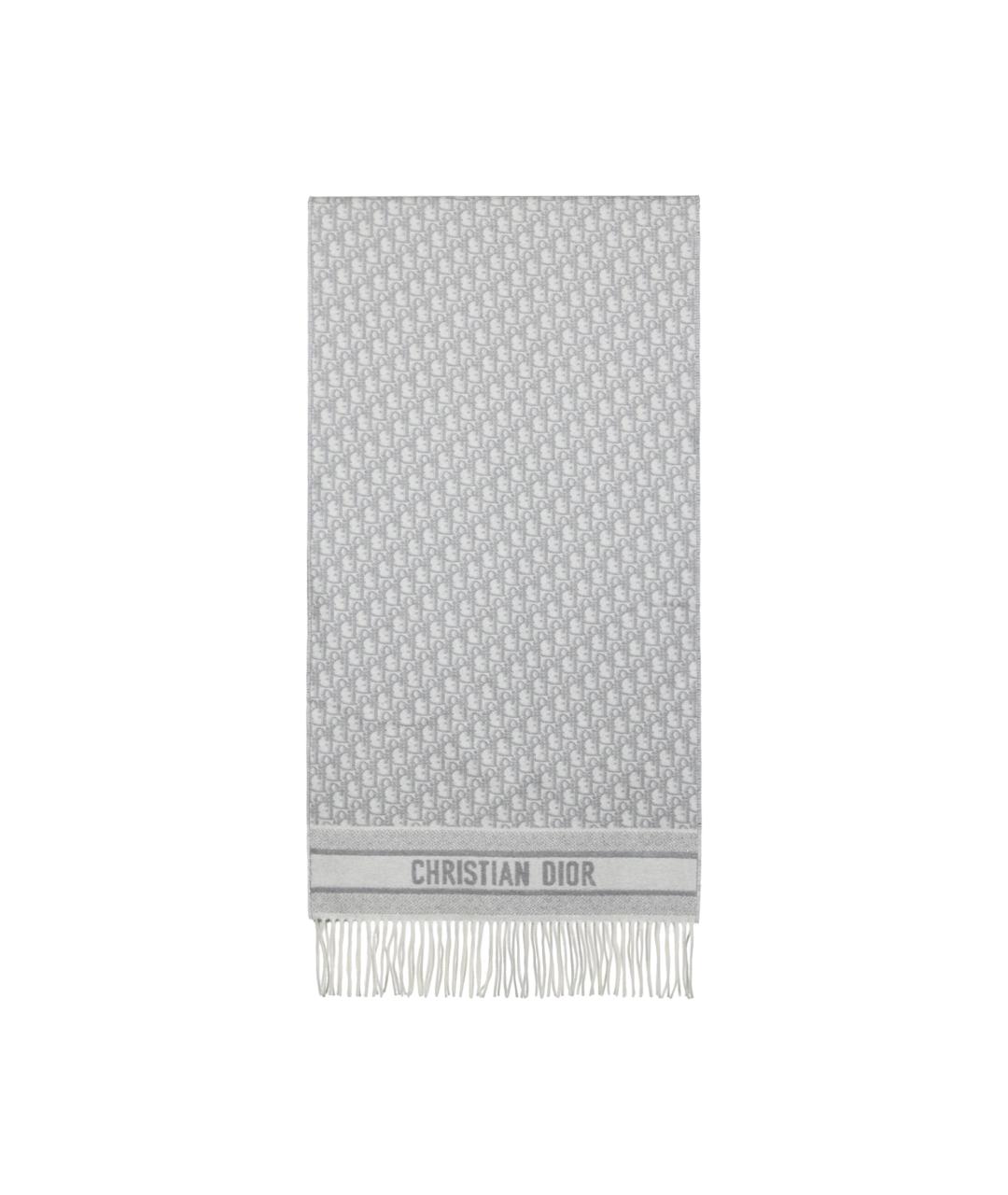 CHRISTIAN DIOR Серый кашемировый шарф, фото 1