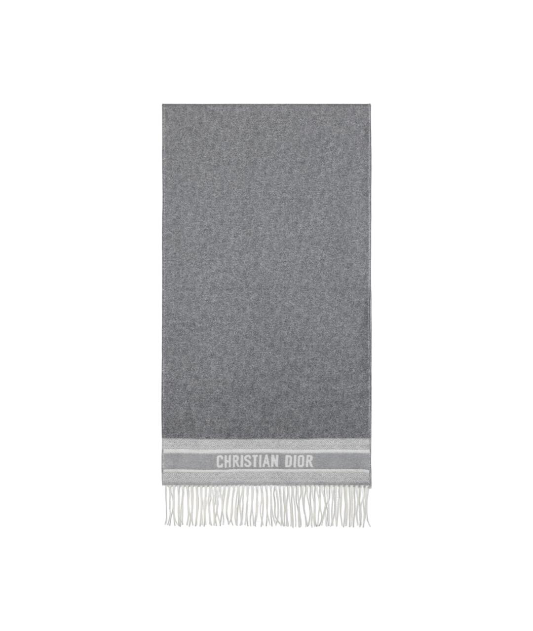CHRISTIAN DIOR Серый кашемировый шарф, фото 2