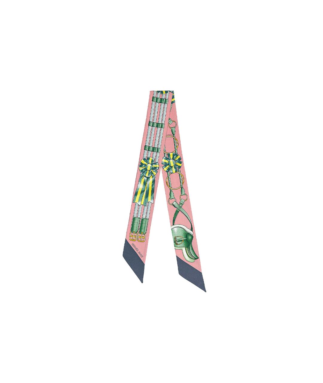 HERMES Розовый шелковый шарф, фото 3